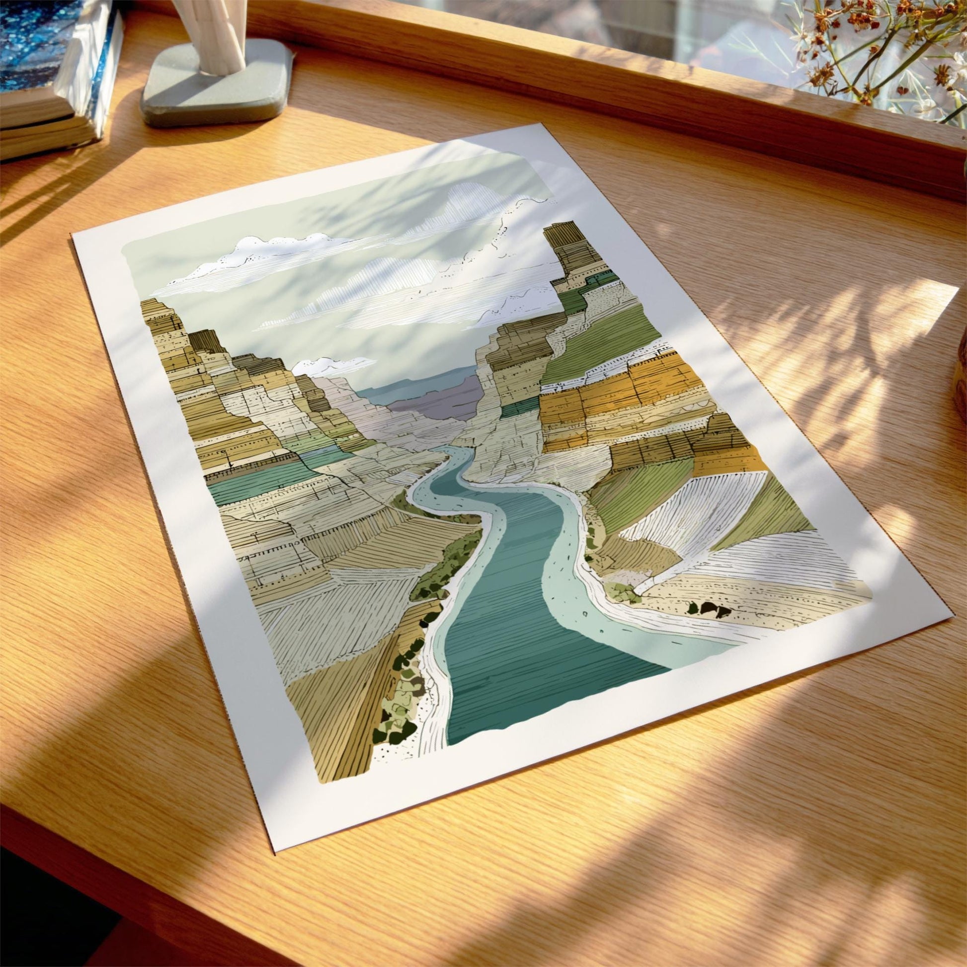 Canyon Twilight Veil - Pastel Canyon Poster - Serene Nature Wall Decor Print
