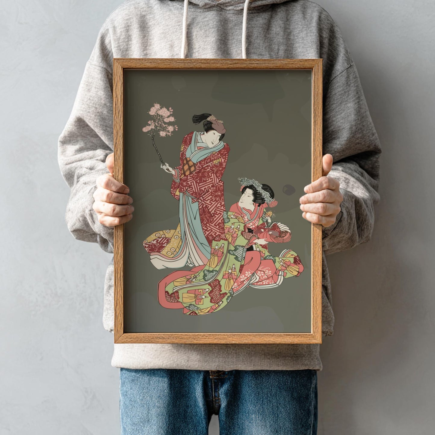 Two Kabuki Actors Ukiyo-e Print by Utagawa Toyokuni I, Edo Japanese Woodblock Art, Theater Poster