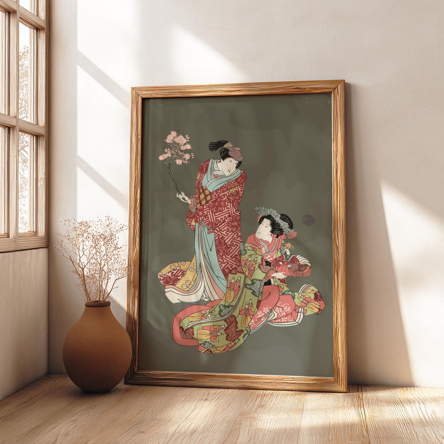 Two Kabuki Actors Ukiyo-e Print by Utagawa Toyokuni I, Edo Japanese Woodblock Art, Theater Poster