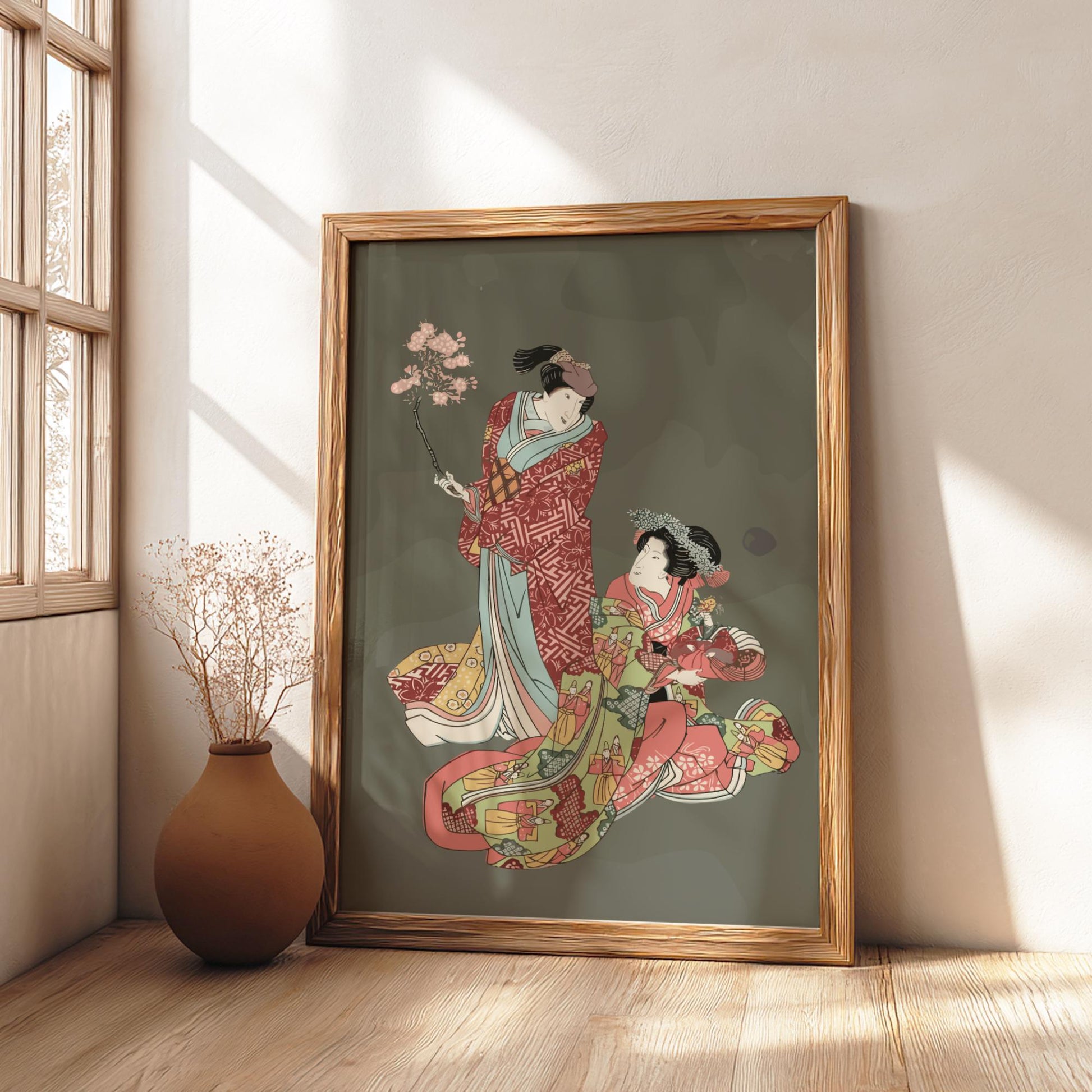 Two Kabuki Actors Ukiyo-e Print by Utagawa Toyokuni I, Edo Japanese Woodblock Art, Theater Poster