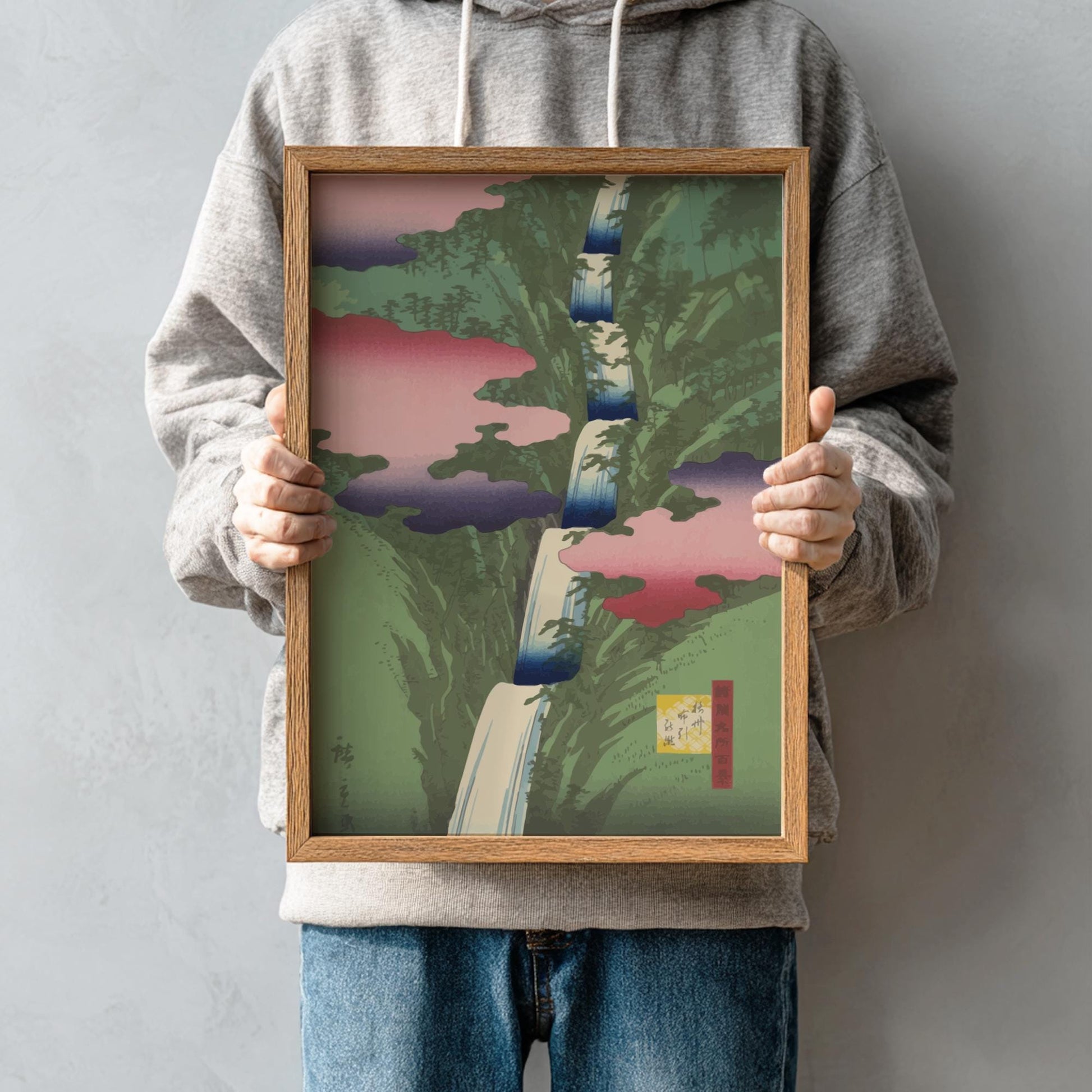 Nunobiki Falls Hiroshige II Print, Settsu Province Ukiyo-e, Japanese Woodblock, Landscape Art