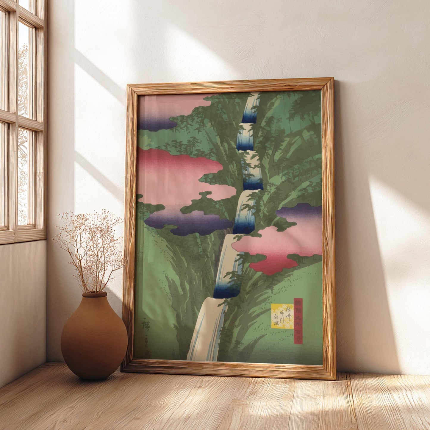 Nunobiki Falls Hiroshige II Print, Settsu Province Ukiyo-e, Japanese Woodblock, Landscape Art