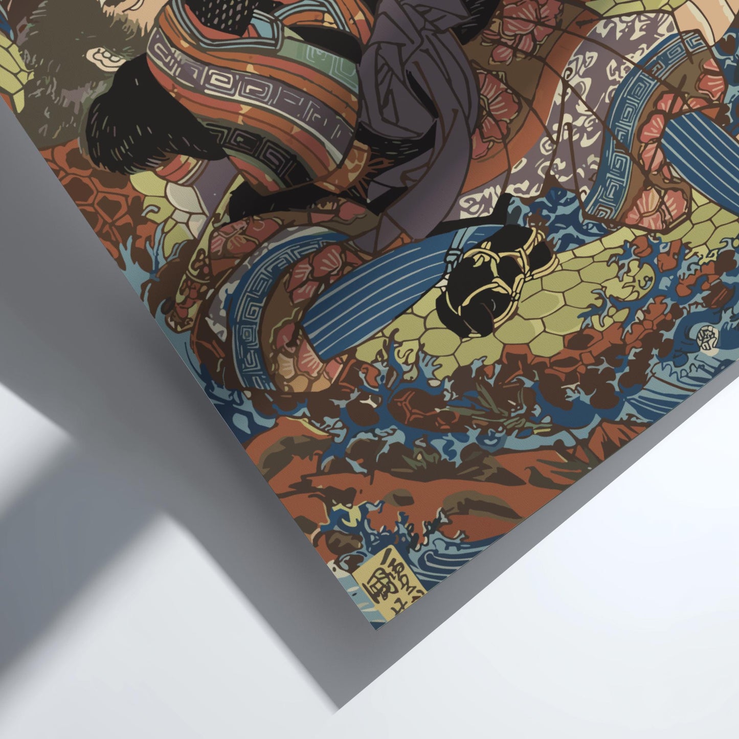 Matsui Tamijiro Fighting Giant Snake Kuniyoshi Print, Honcho Musha Kagami Ukiyo-e, Edo Japanese Woodblock