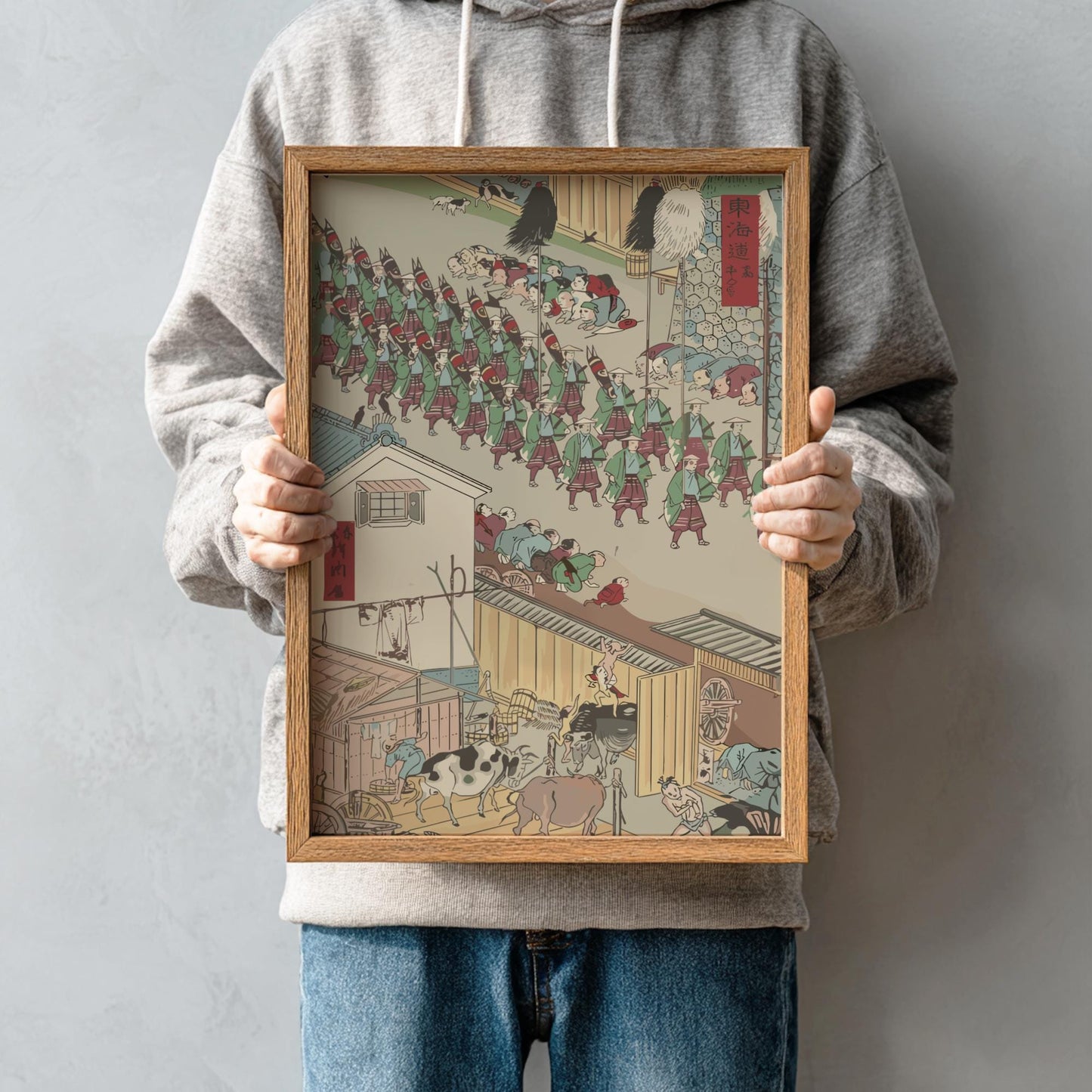 The Cow Shed at Takanawa Chikamaro Print, Edo Japanese Woodblock Ukiyo-e, Rural Japan Landscape