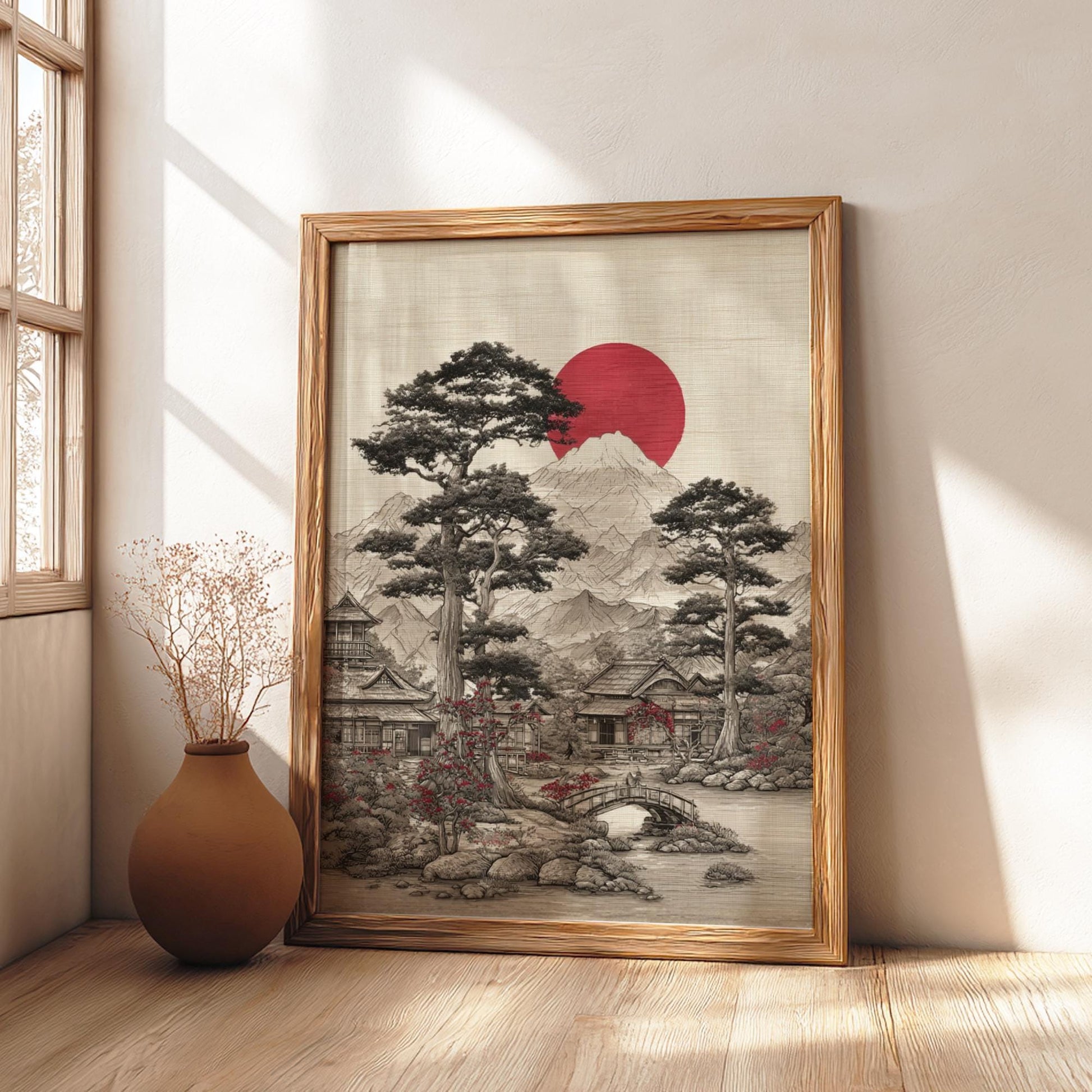 Japanese Village Landscape Artwork