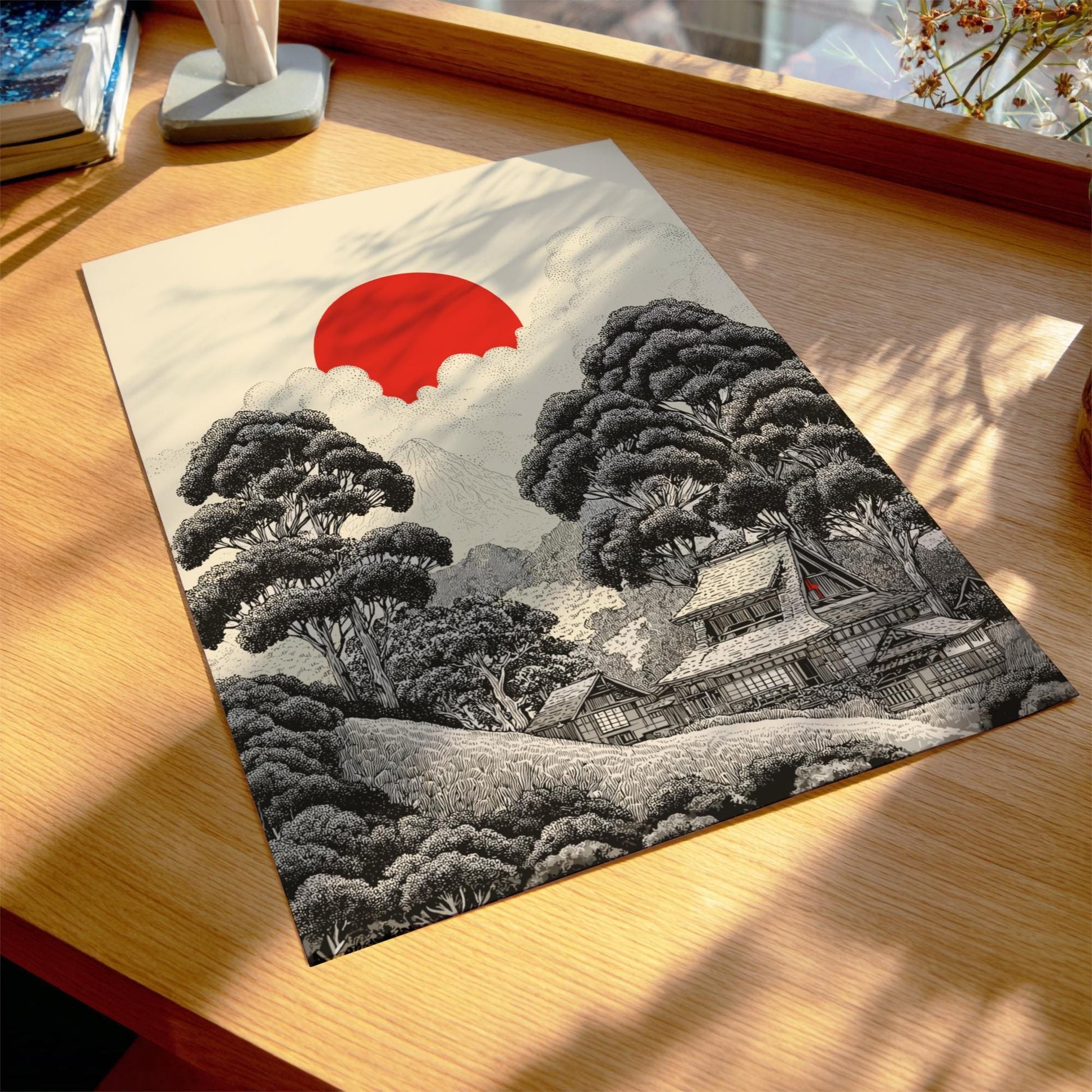 Black and White Japanese Print