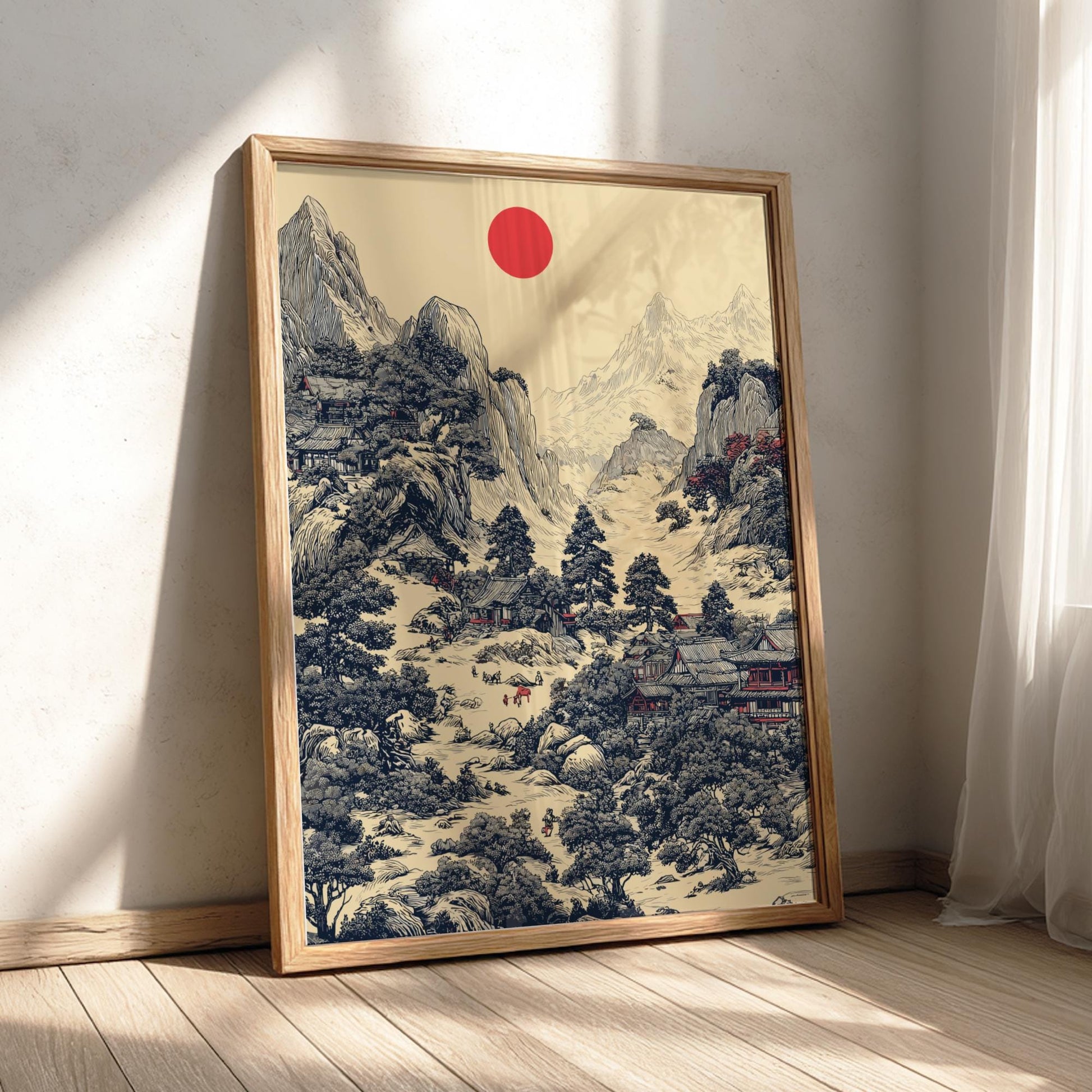 Detailed Japanese Landscape Print