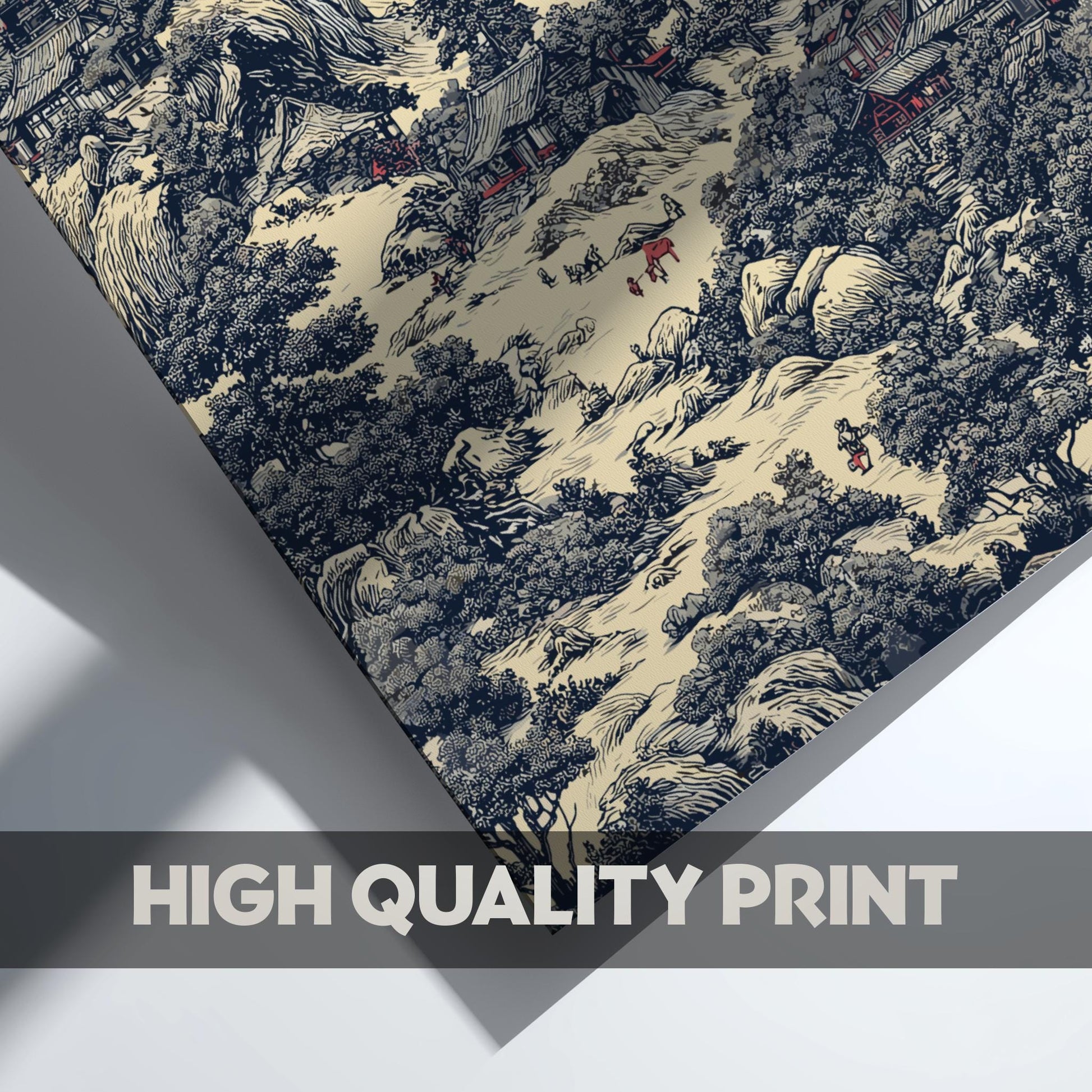 Detailed Japanese Landscape Print