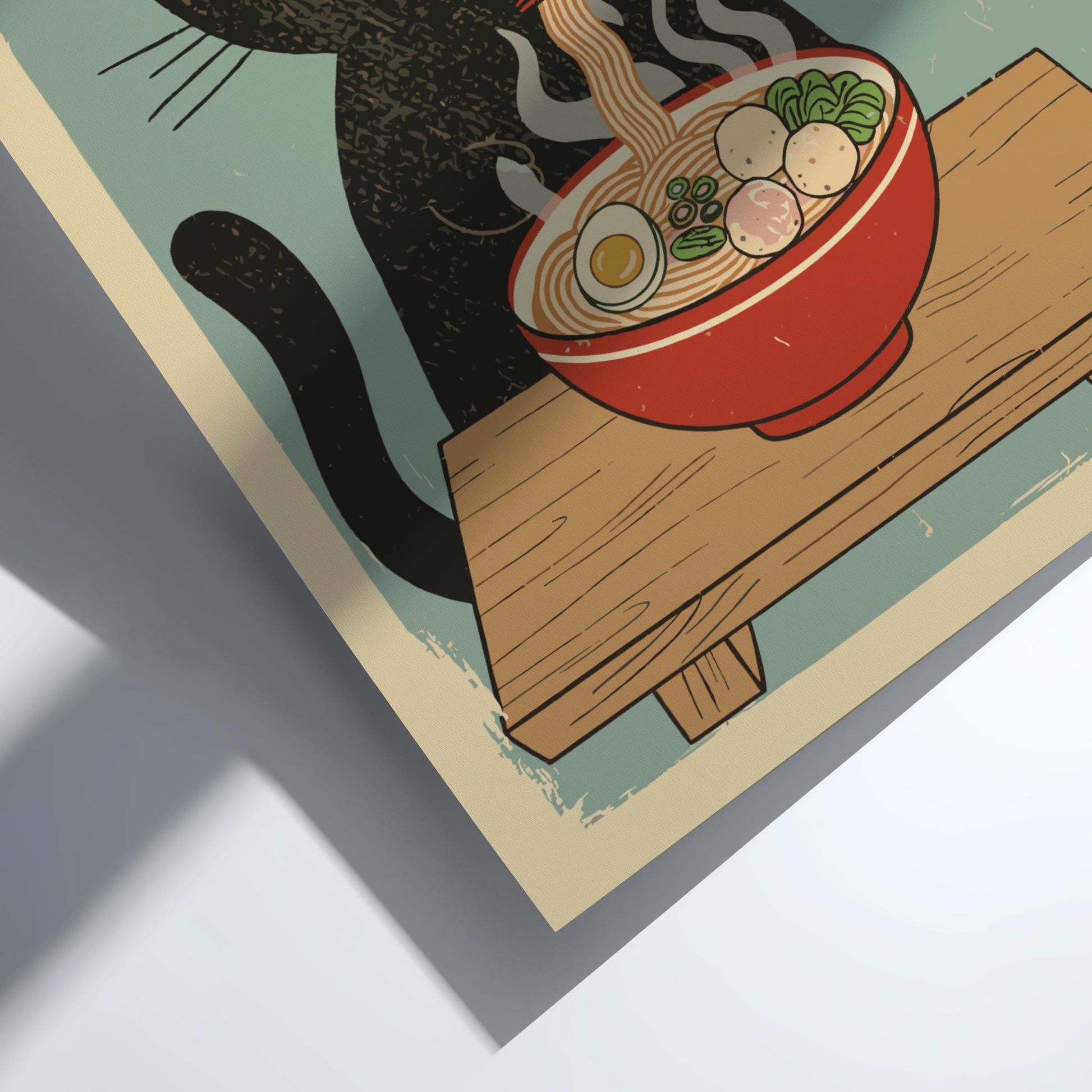 Ramen Cat Poster, Japanese Food Lover Art Print