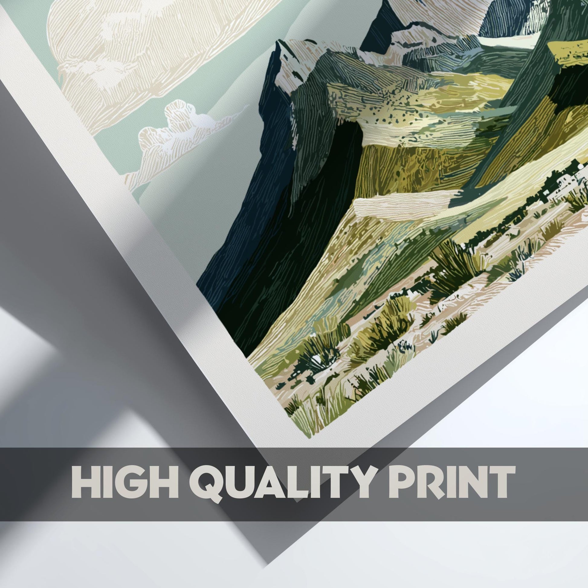 Volcanic Sunset Ridge - Pastel Mountain Landscape Art Print - Serene Nature Wall Decor Poster