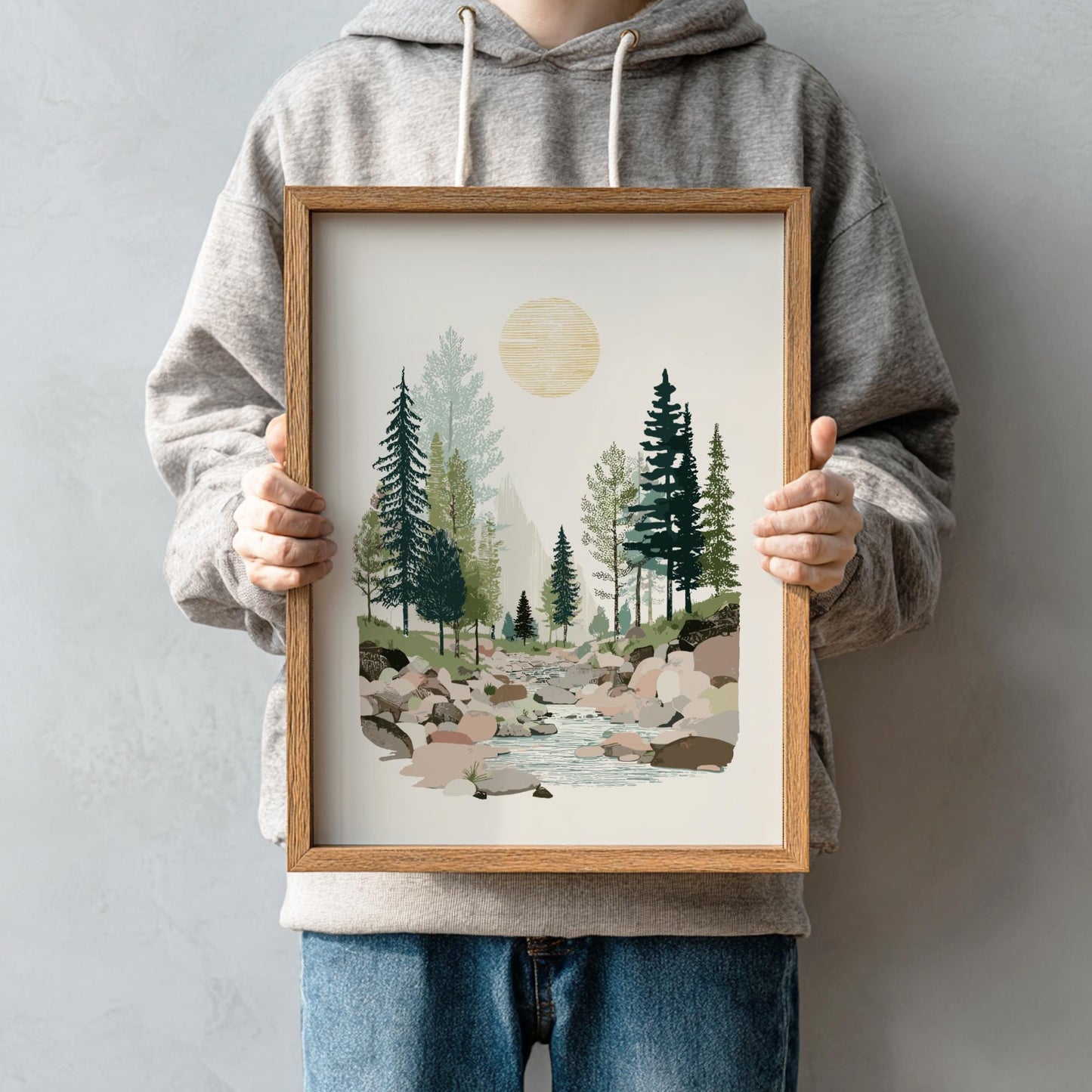 Forest Sun Veil - Pastel Forest Poster - Serene Nature Wall Decor Poster
