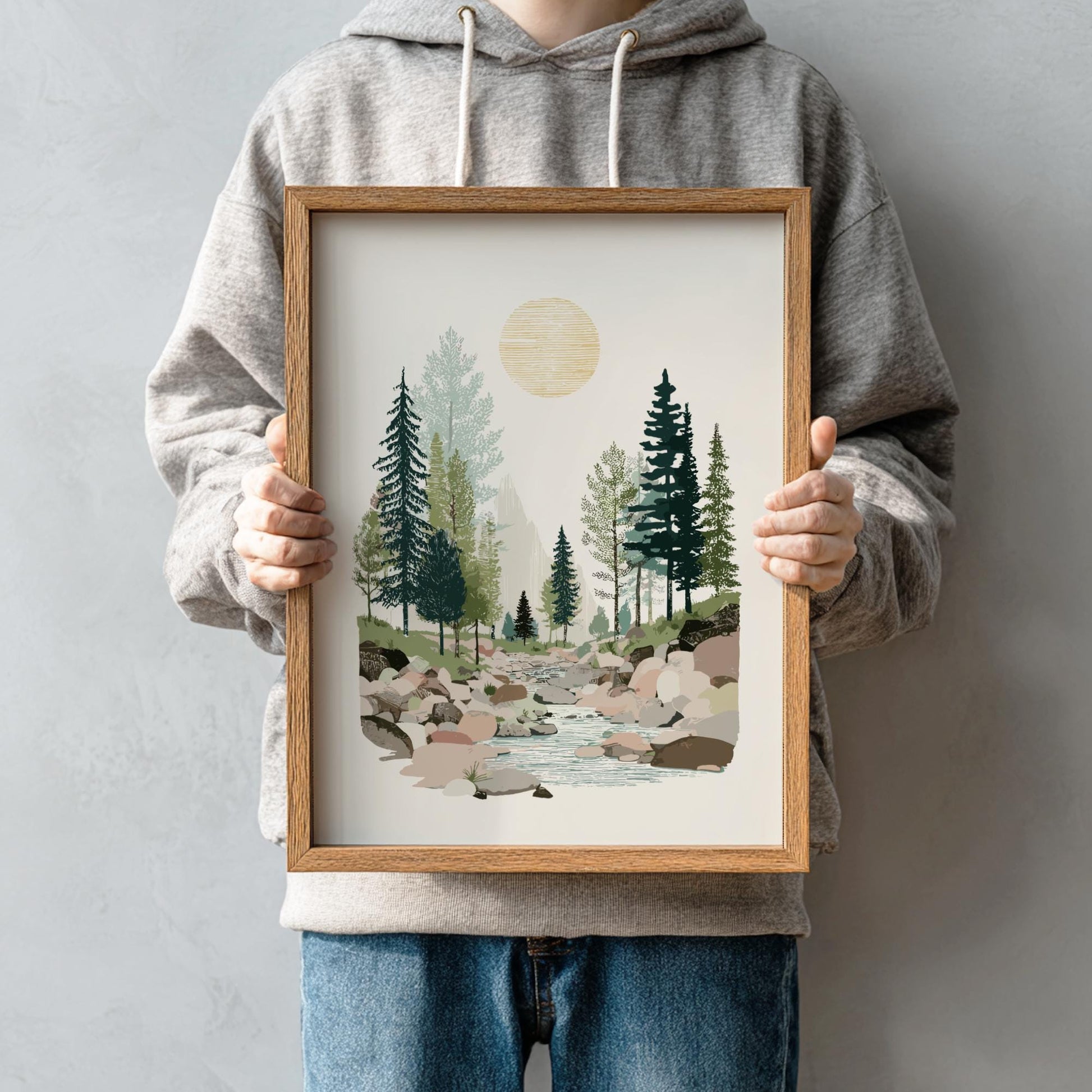 Forest Sun Veil - Pastel Forest Poster - Serene Nature Wall Decor Poster