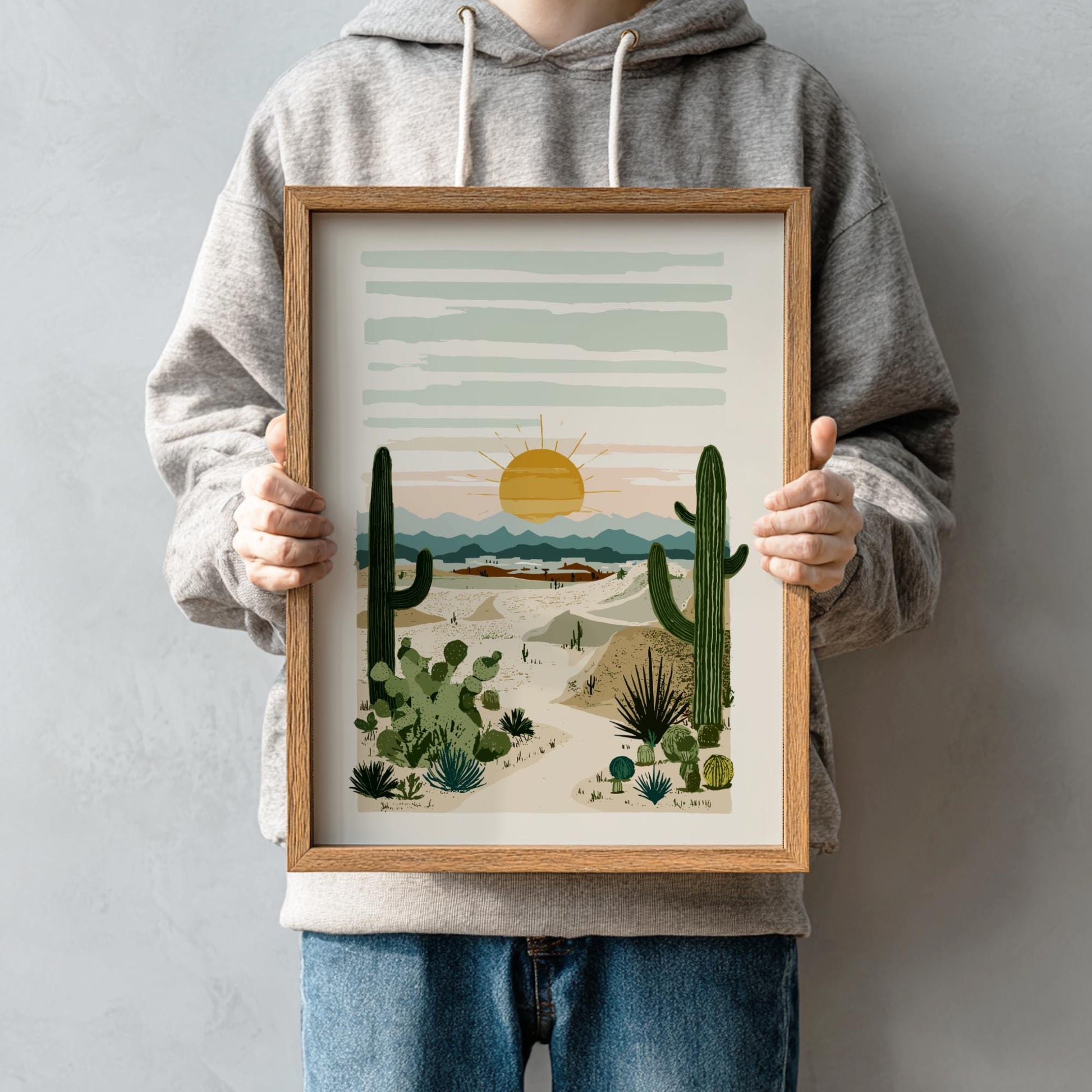 Desert Dawn Mirage - Pastel Desert Poster - Serene Nature Wall Decor Poster