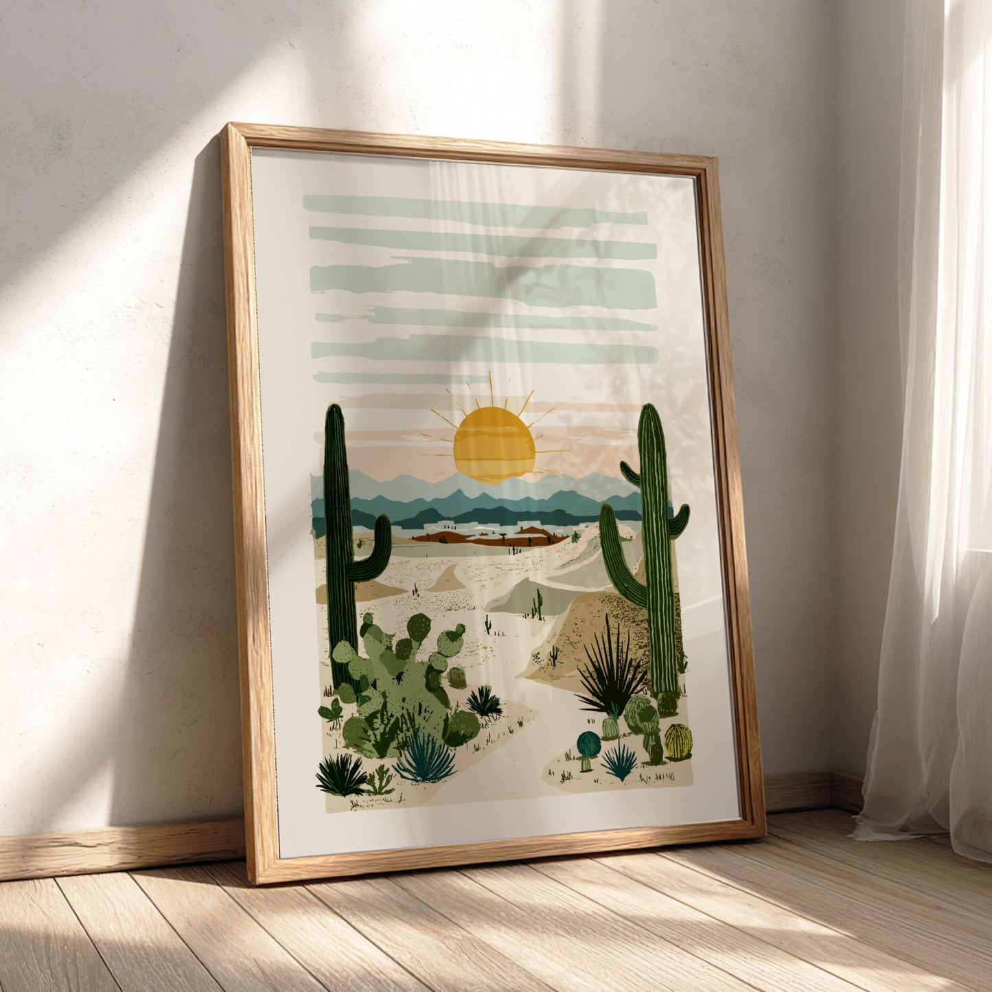 Desert Dawn Mirage - Pastel Desert Poster - Serene Nature Wall Decor Poster