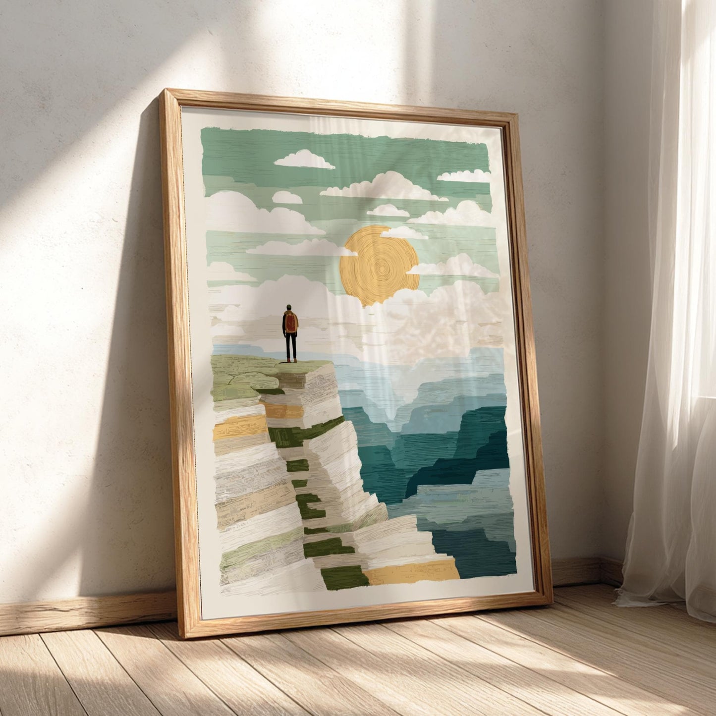 Climb to Sunrise - Pastel Climbing Poster - Serene Nature Wall Decor Print
