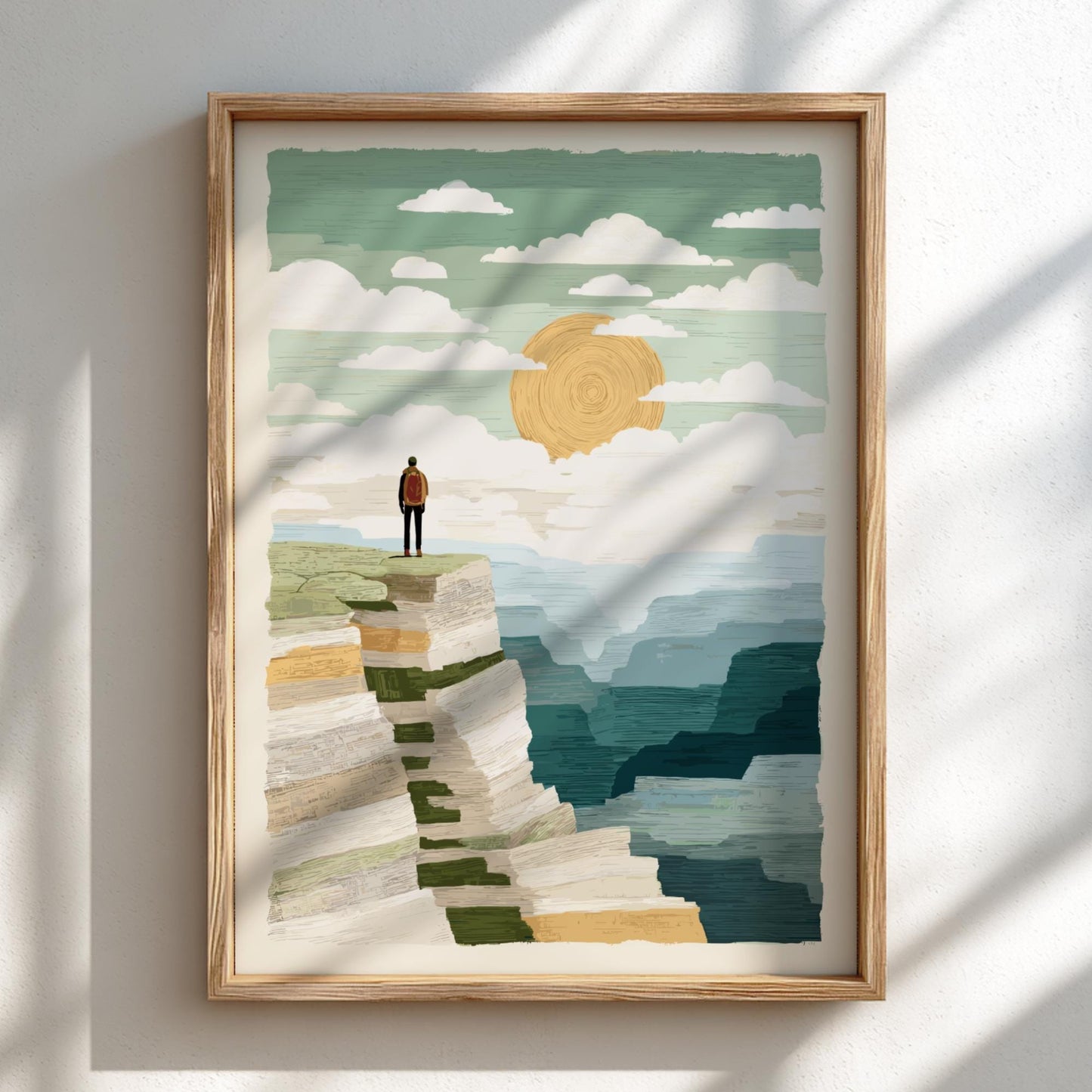Climb to Sunrise - Pastel Climbing Poster - Serene Nature Wall Decor Print