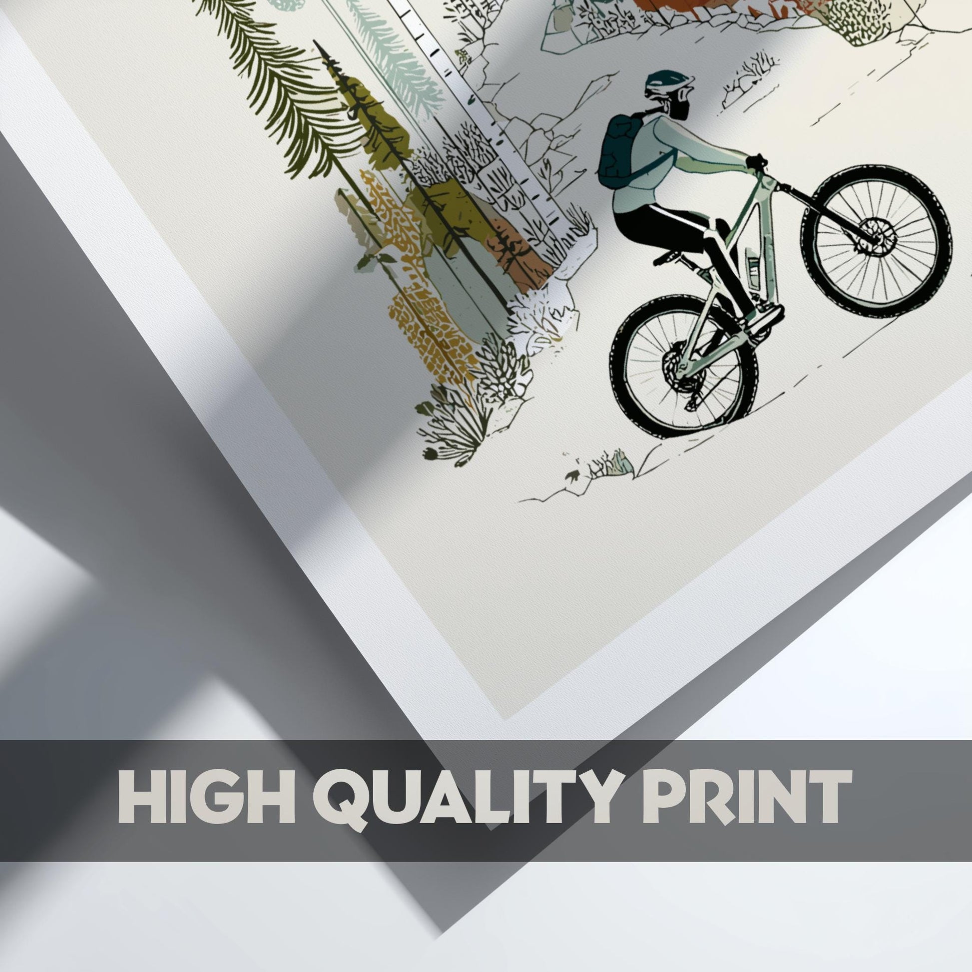 Bike Down Golden Trails - Pastel Cycling Poster - Serene Nature Wall Decor Print