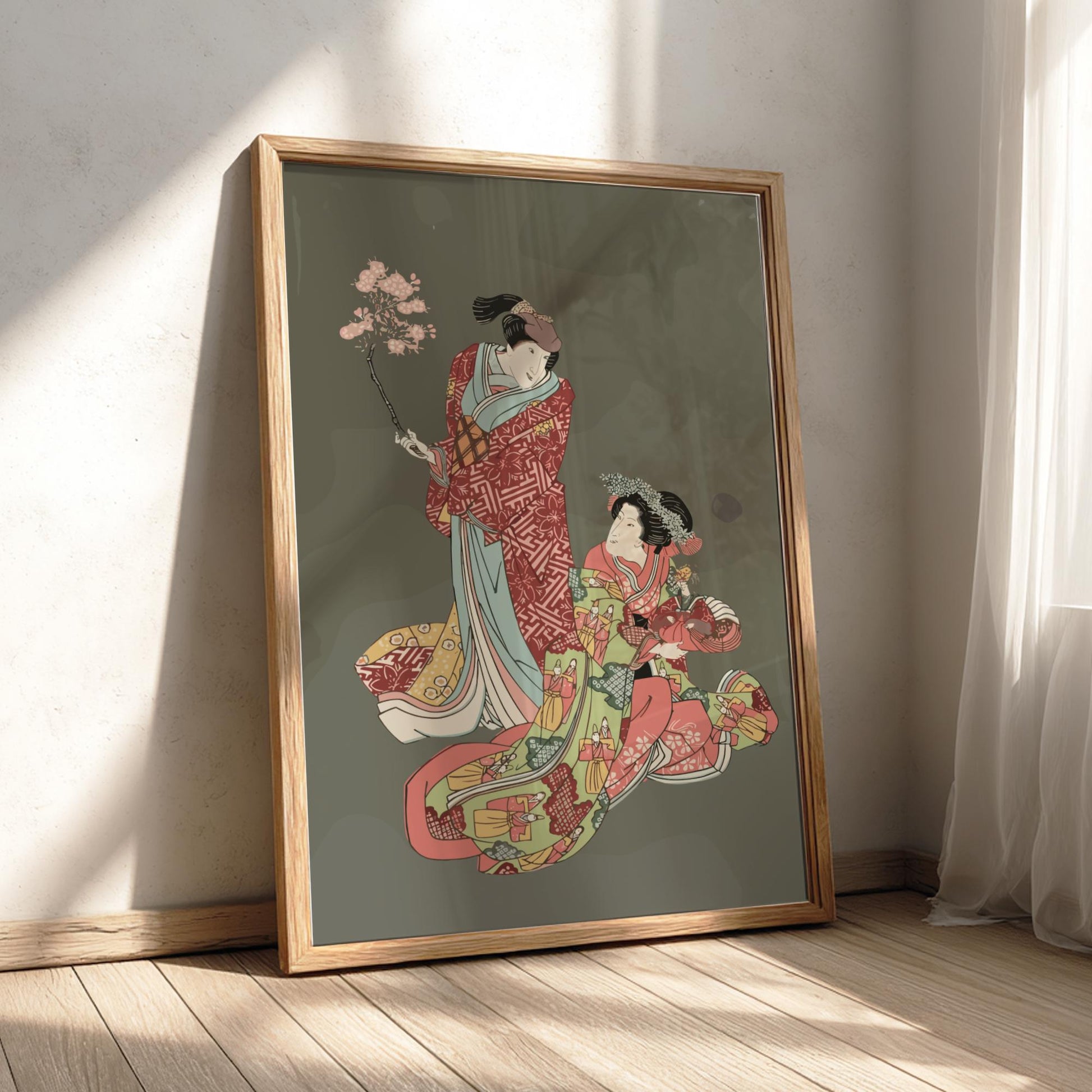 Two Kabuki Actors Ukiyo-e Print by Utagawa Toyokuni I, Edo Japanese Woodblock Art, Theater Poster