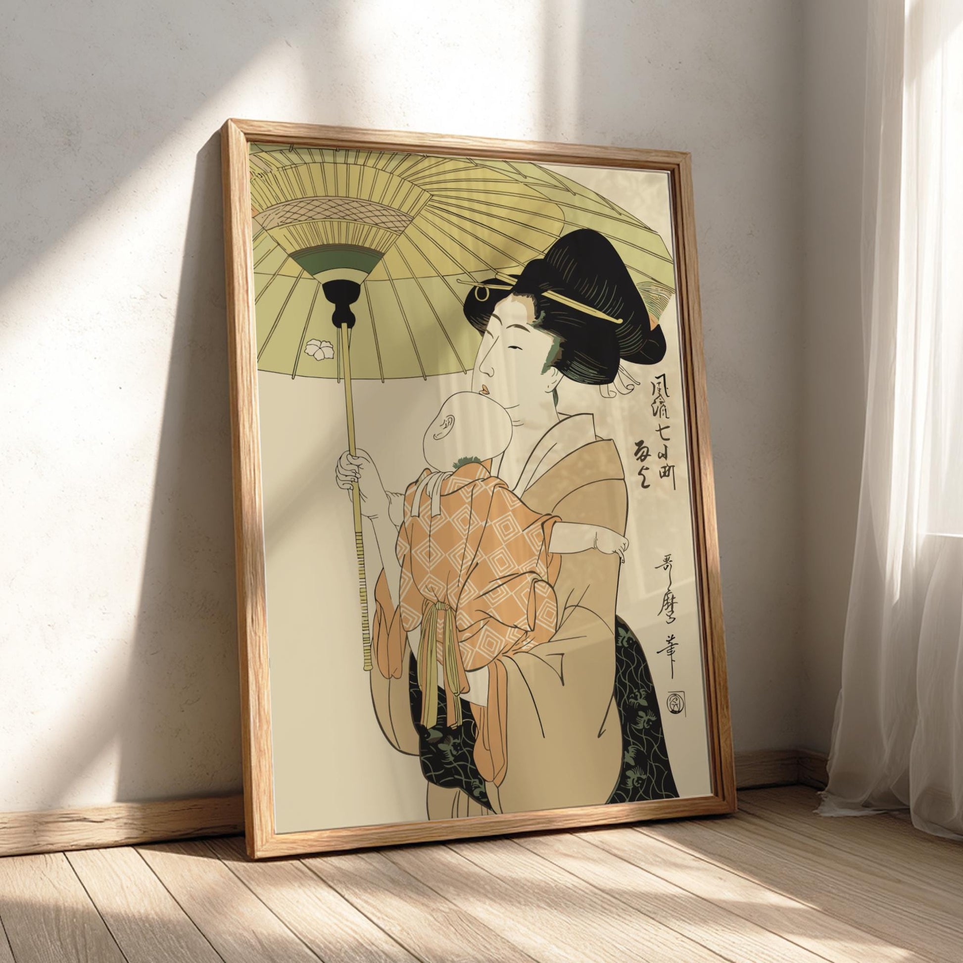 Amagoi Utamaro Print, Furyu Nana-Komachi Ukiyo-e, Edo Japanese Woodblock Art