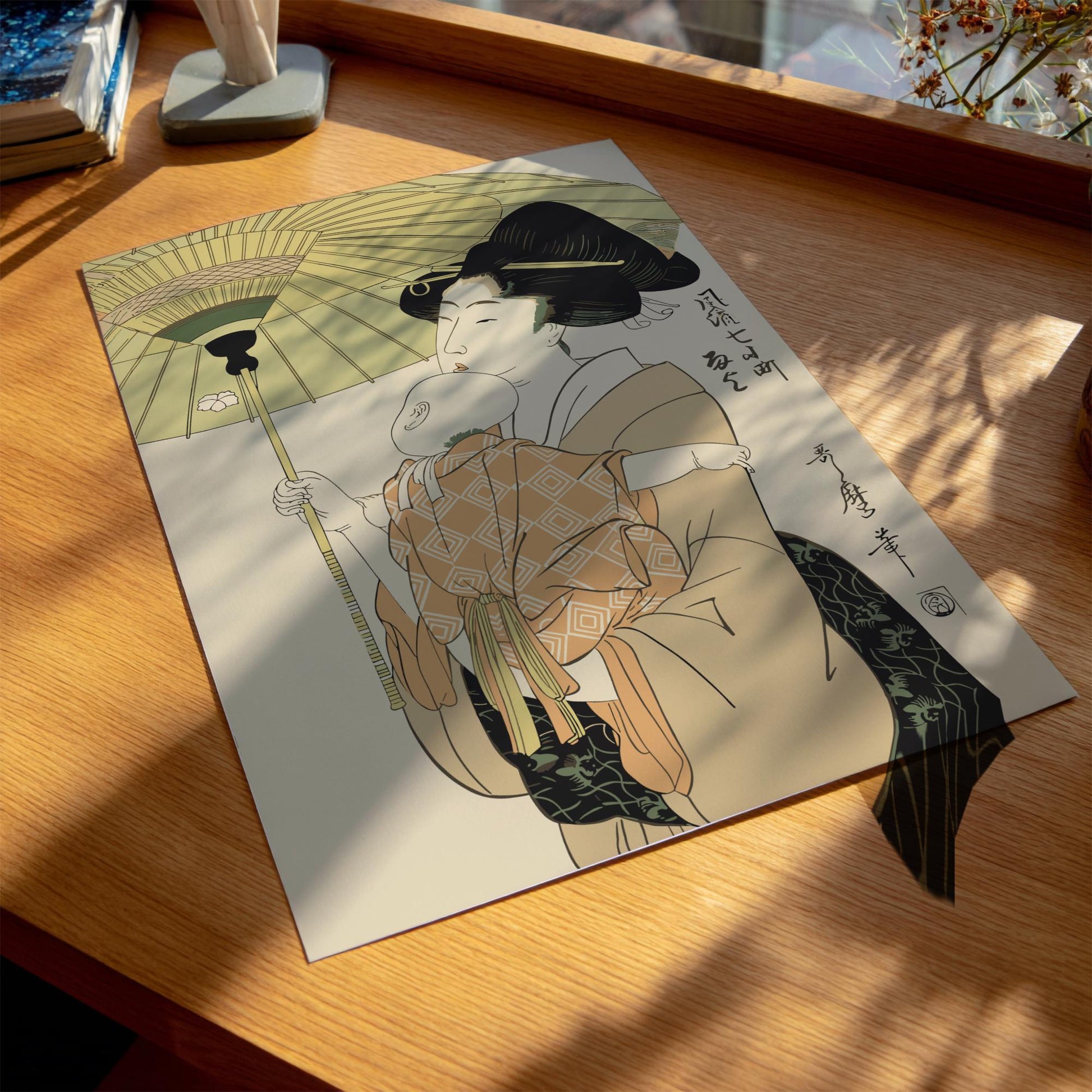 Amagoi Utamaro Print, Furyu Nana-Komachi Ukiyo-e, Edo Japanese Woodblock Art