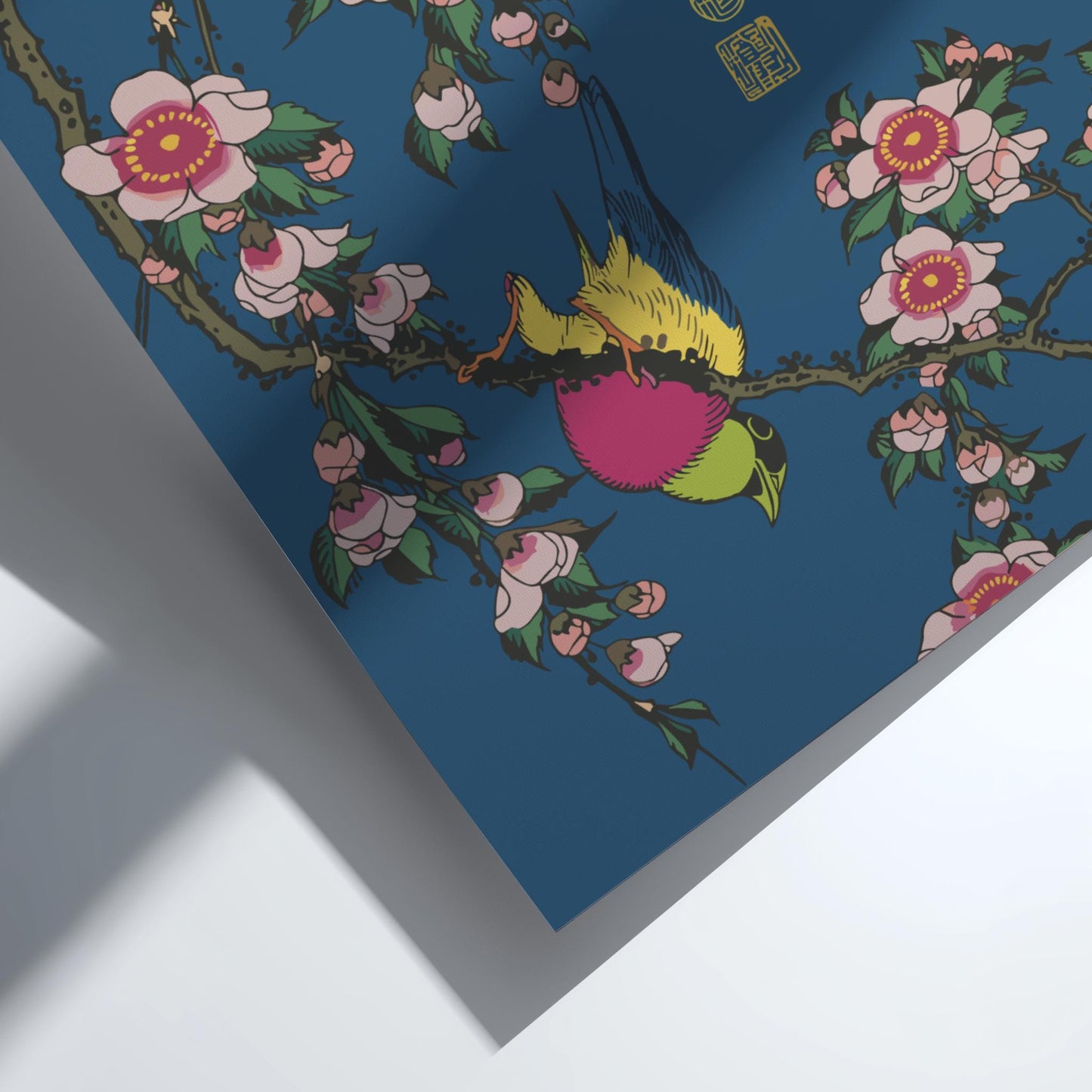 Bullfinch and Weeping Cherry Hokusai Print, Uso Shidare-zakura Ukiyo-e, Japanese Woodblock Art