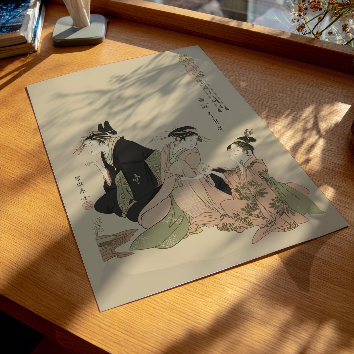 Hour of the Sheep Utamaro Print, Seiro Juni Toki Tsuzuki Ukiyo-e, Edo Japanese Woodblock Art