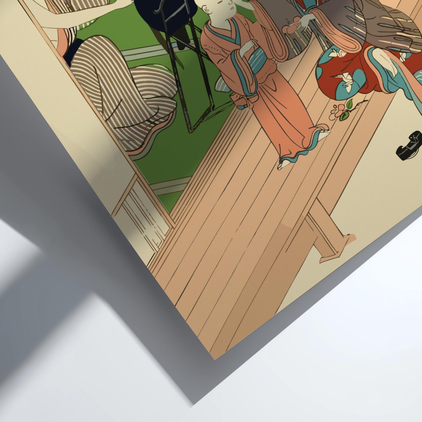 Tsubaki Camellia Harunobu Print, Edo Meiwa Era Ukiyo-e, Japanese Woodblock Art of Women and Child