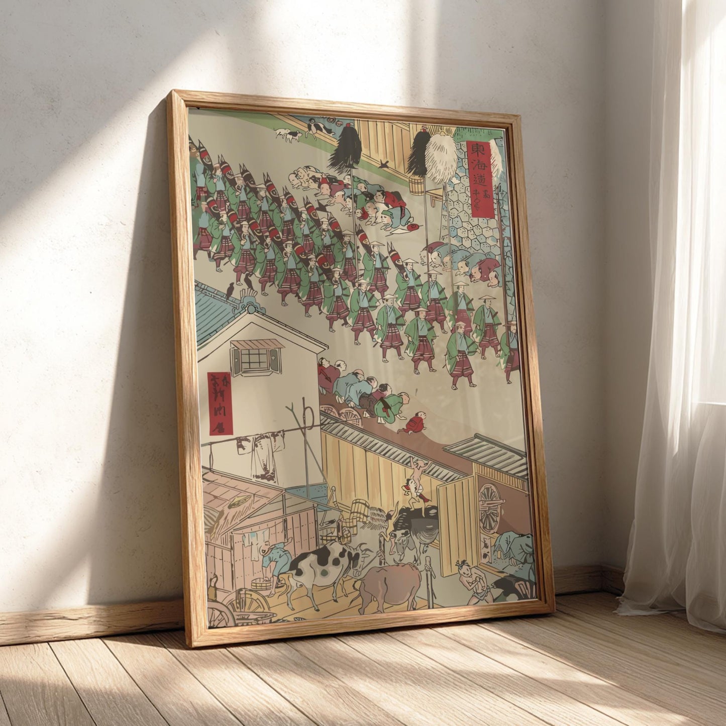 The Cow Shed at Takanawa Chikamaro Print, Edo Japanese Woodblock Ukiyo-e, Rural Japan Landscape