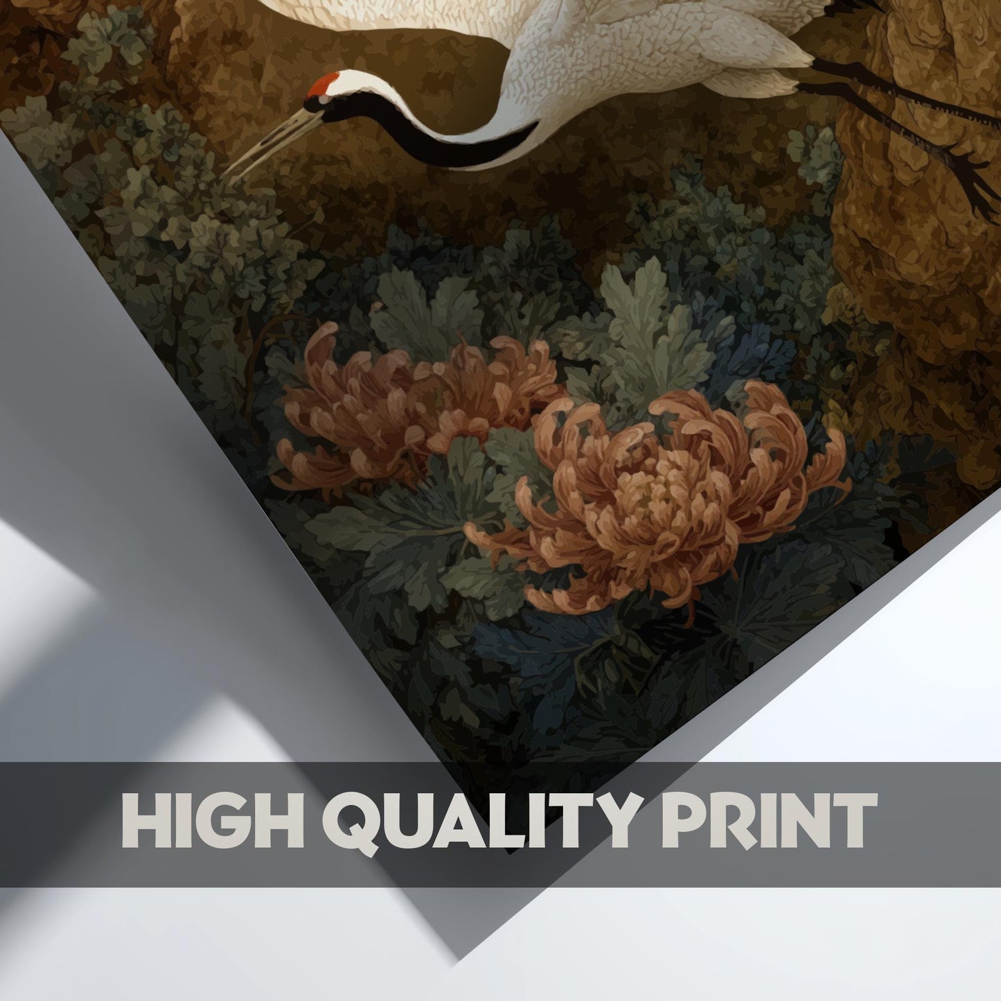 White Crane Poster – Japanese Symbolism Nature Wall Art