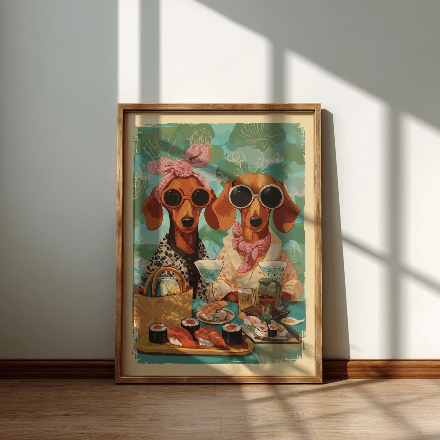 Dachshund Dog Cafe Poster – Retro Afternoon Tea Canine Art Print