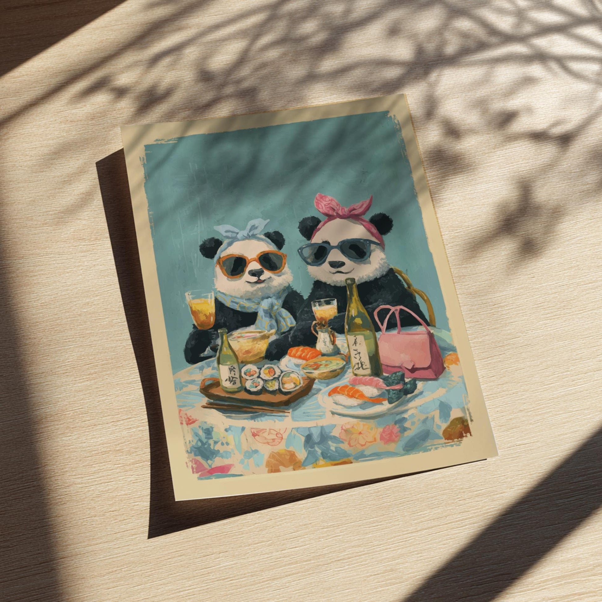 Panda Cafe Poster – Cute Japanese Tea Time Wall Art