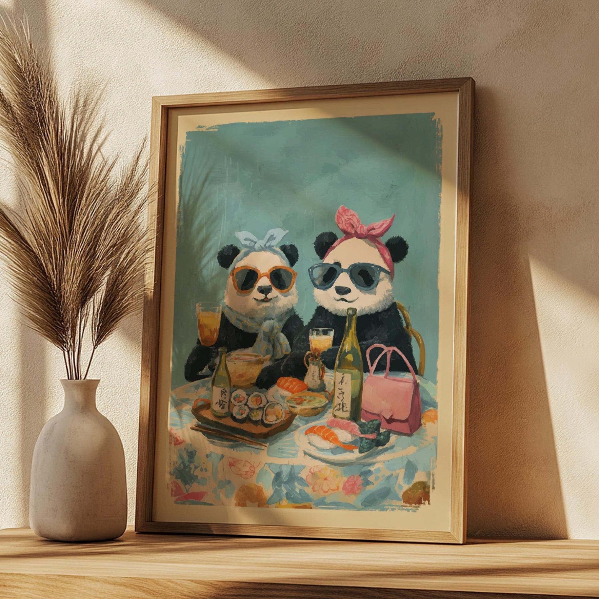 Panda Cafe Poster – Cute Japanese Tea Time Wall Art