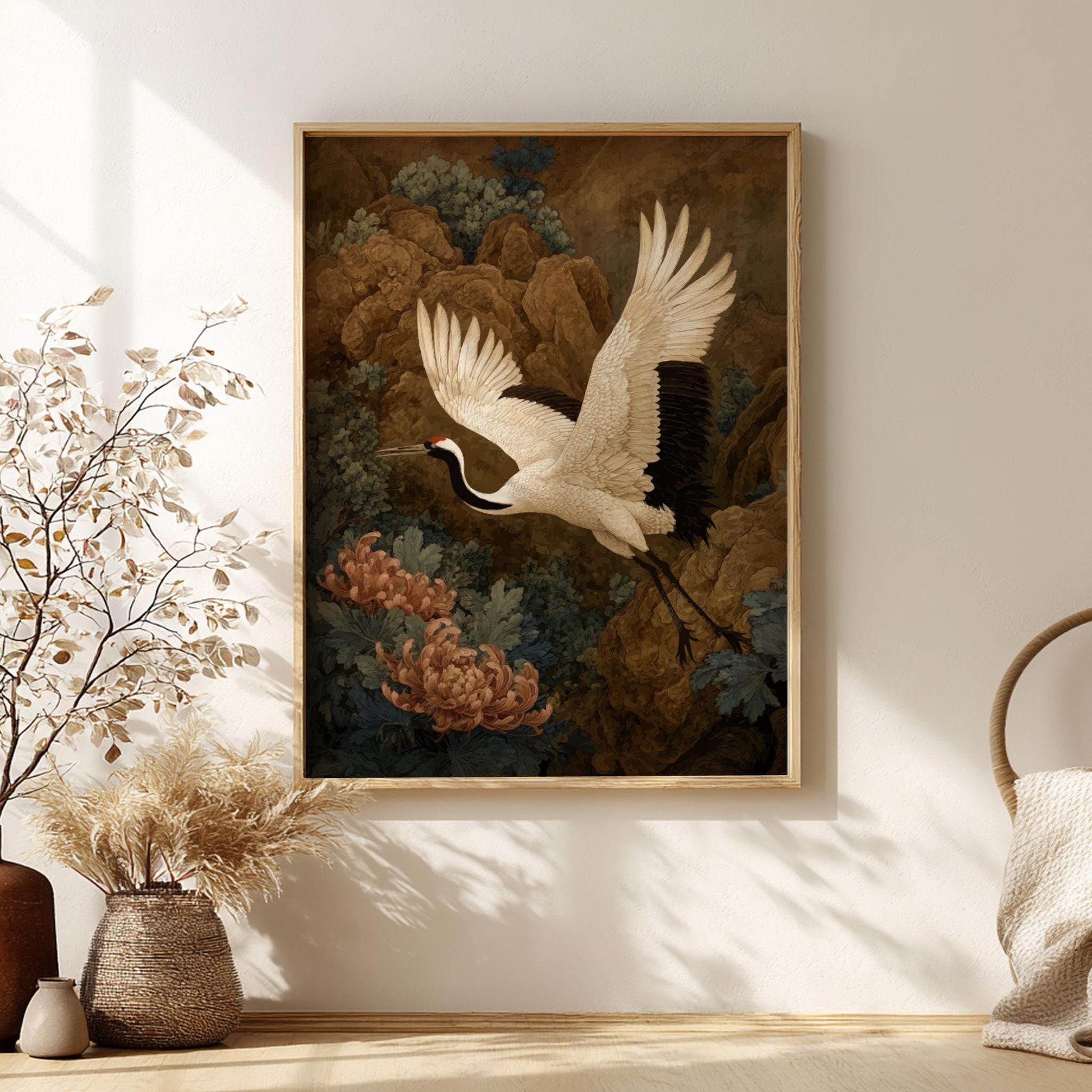 White Crane Poster – Japanese Symbolism Nature Wall Art