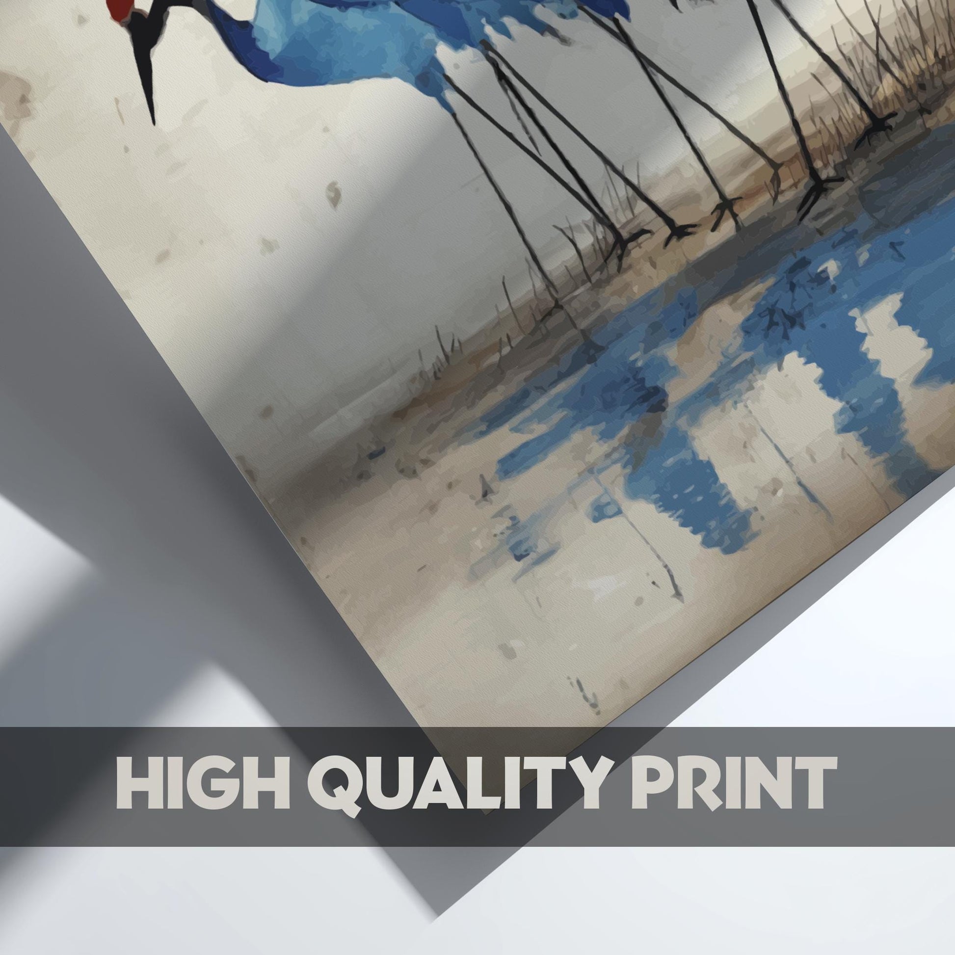 Cranes Reflection Poster – Serene Japanese Water Art Print