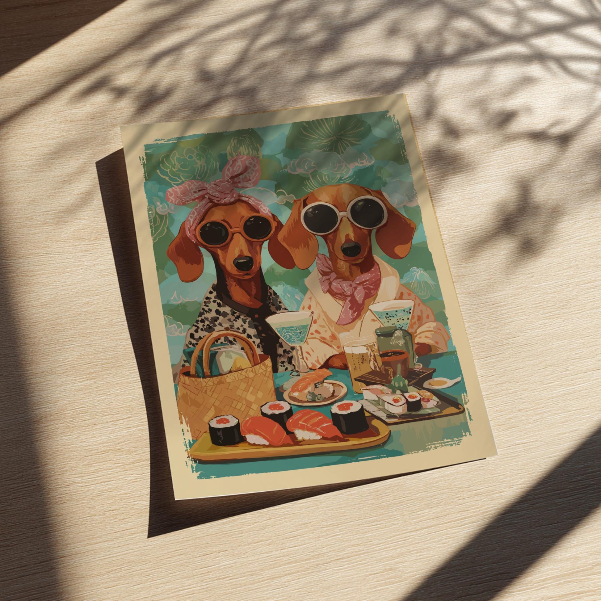 Dachshund Dog Cafe Poster – Retro Afternoon Tea Canine Art Print