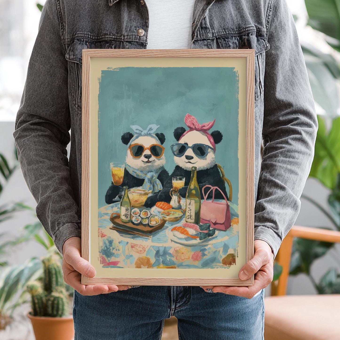 Panda Cafe Poster – Cute Japanese Tea Time Wall Art