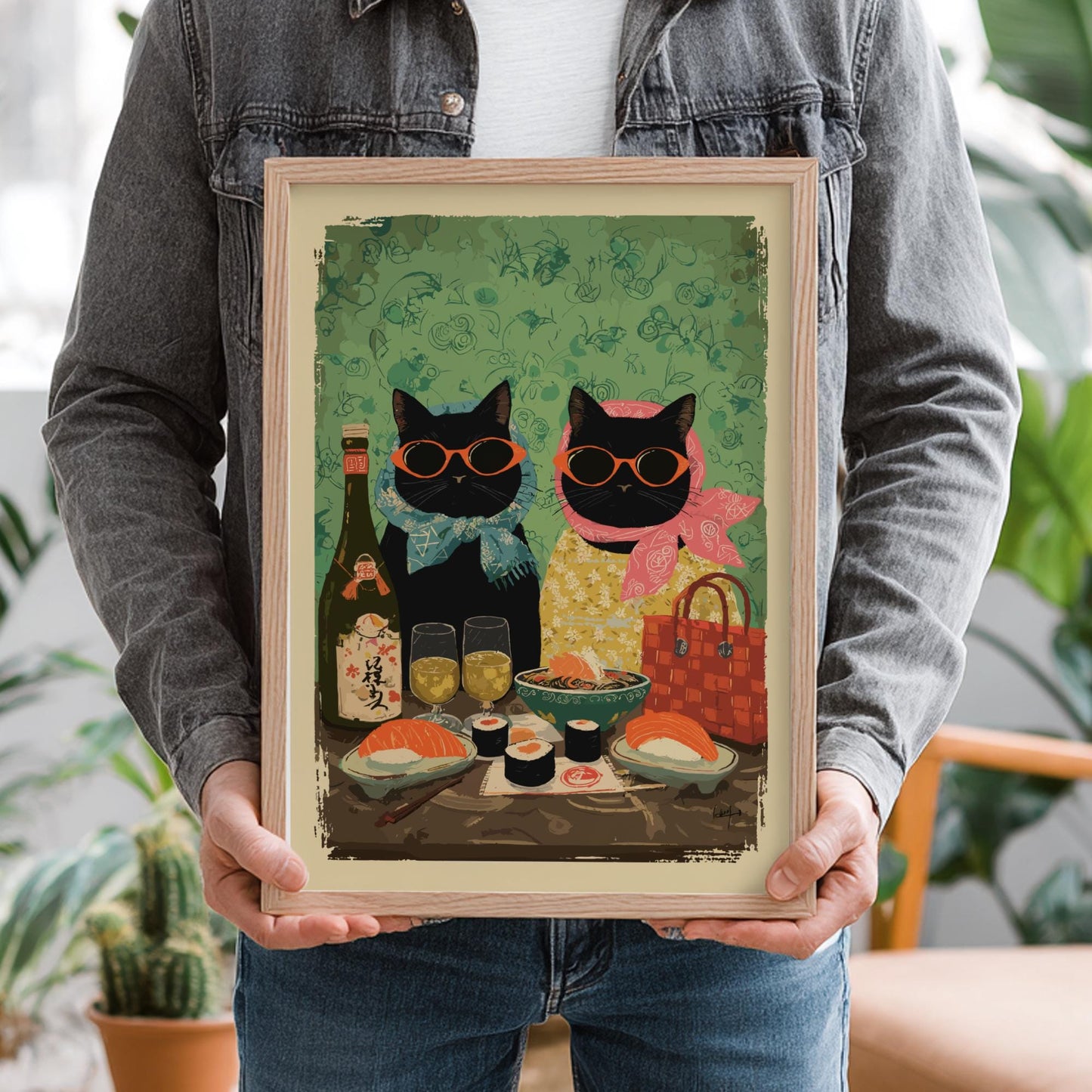 Cat Sushi Poster – Whimsical Japanese Dining Art Print