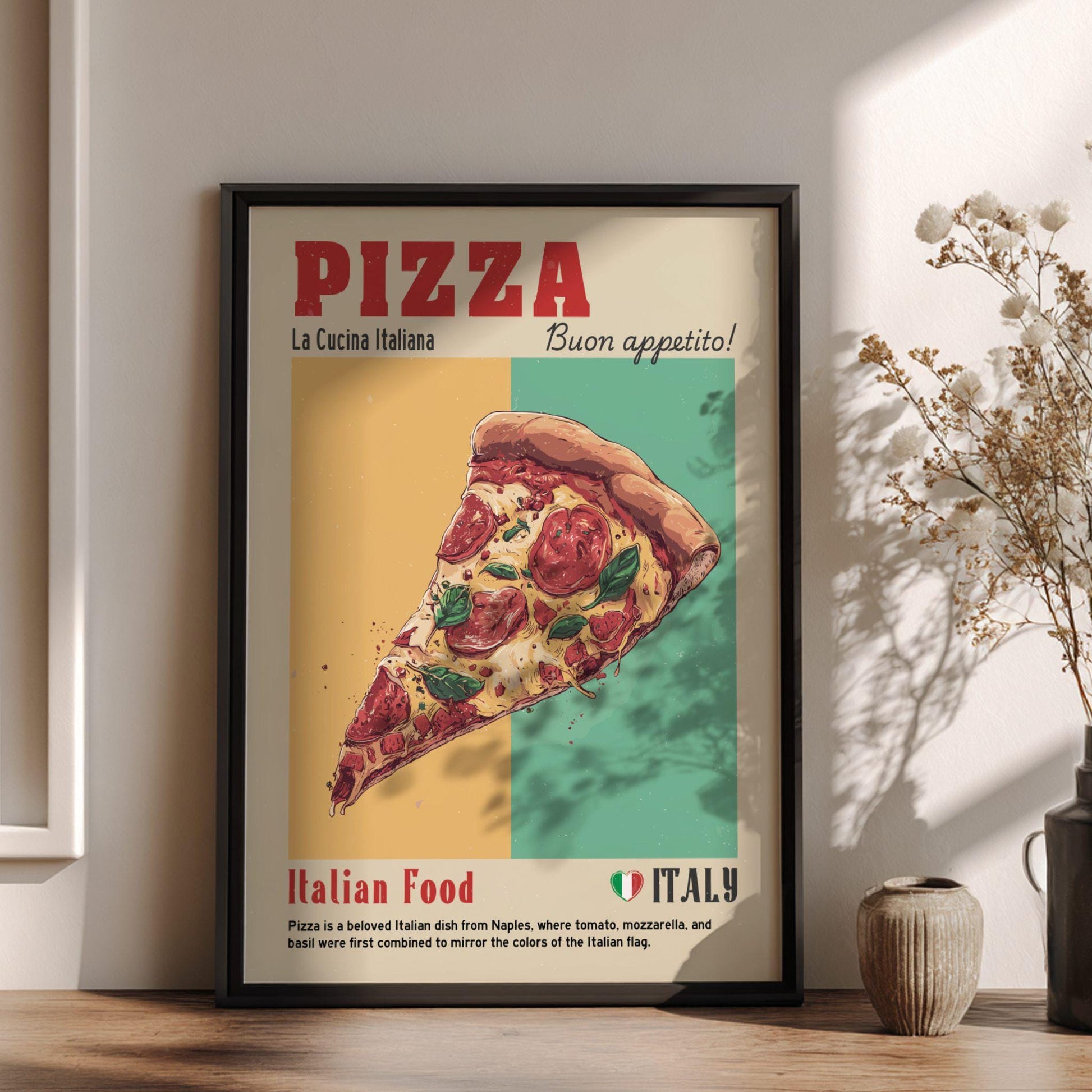 Pizza Food Poster: Italian Food Kitchen Print