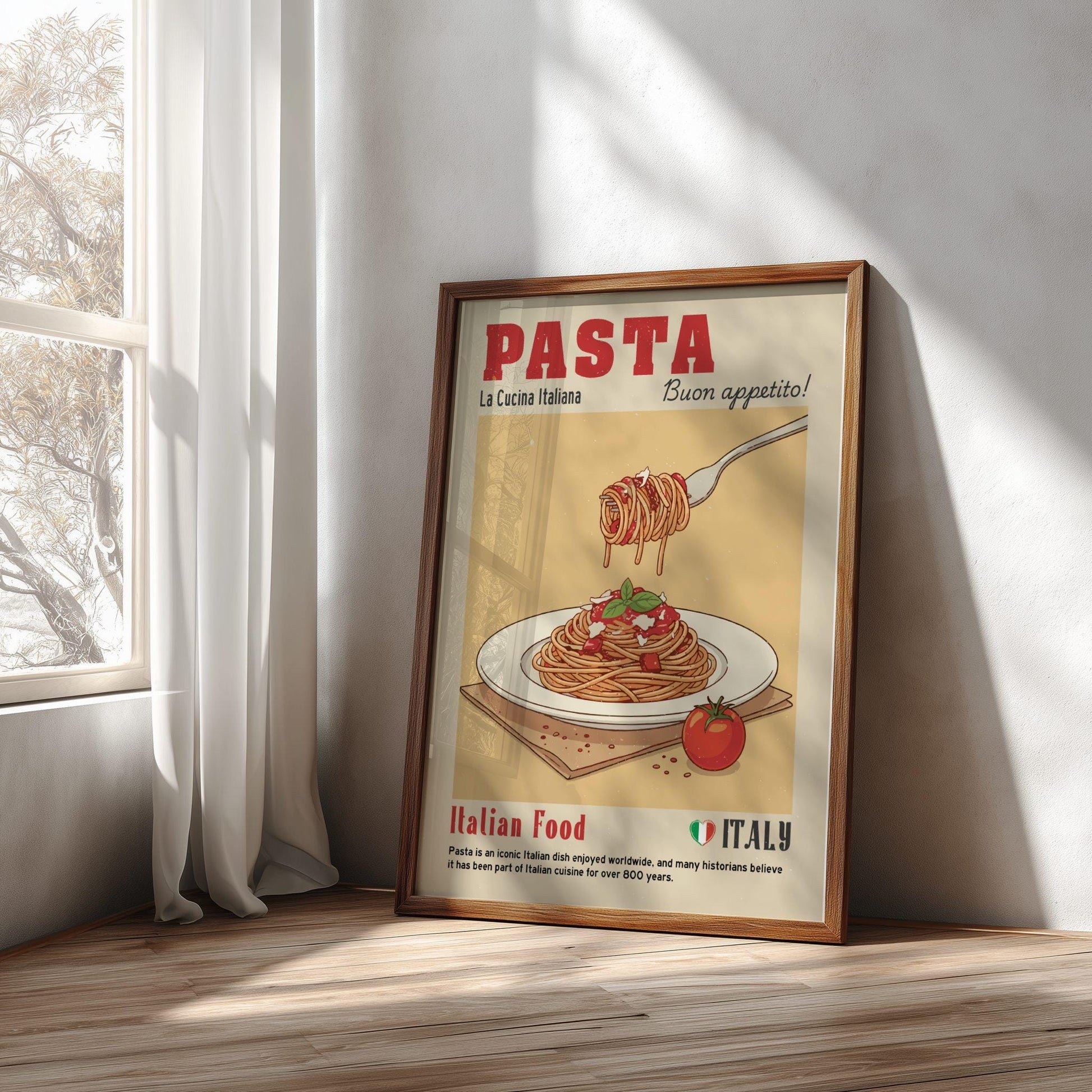 Spaghetti Pasta Food Poster: Italian Food Kitchen Print
