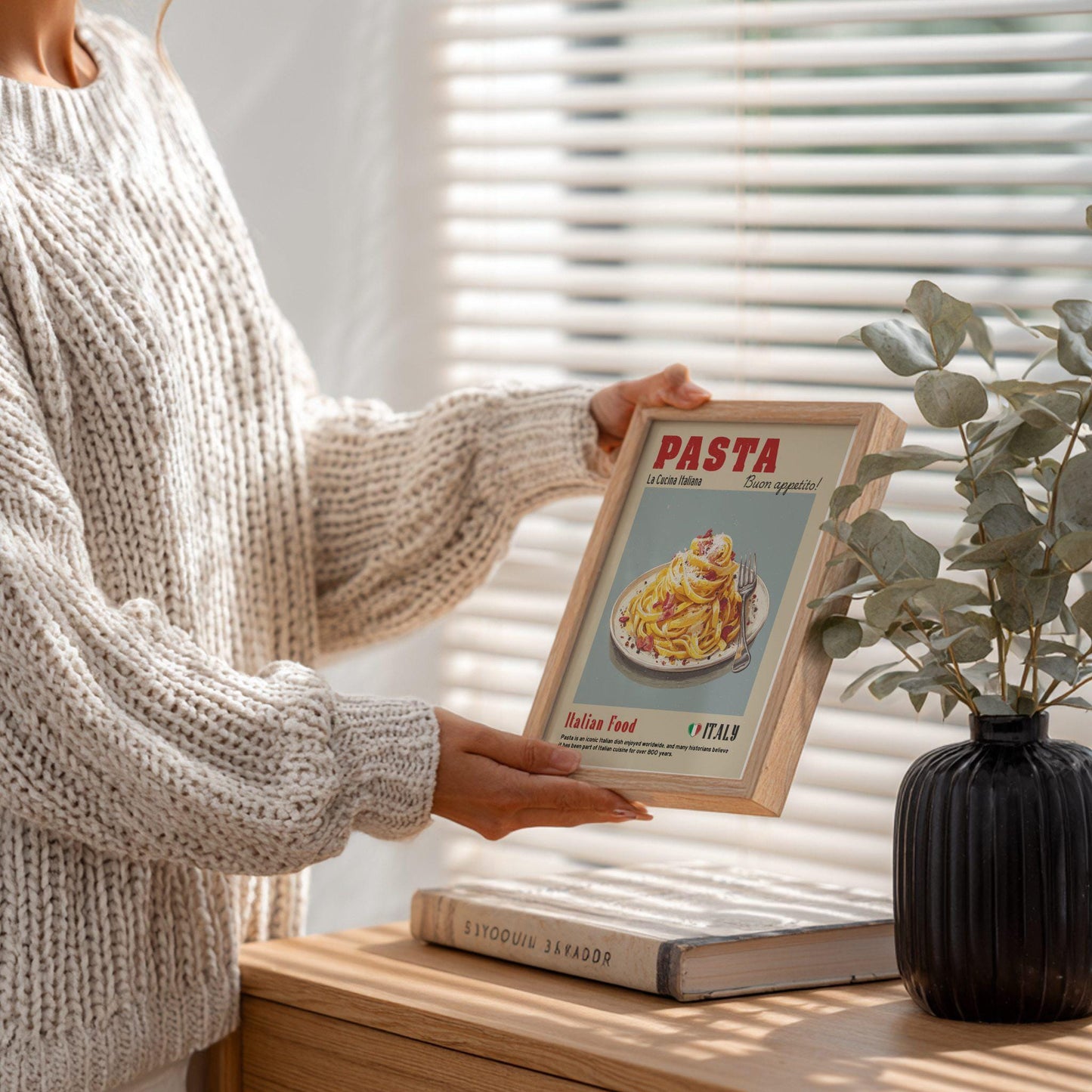 Tagliatelle Pasta Food Poster: Italian Food Kitchen Print