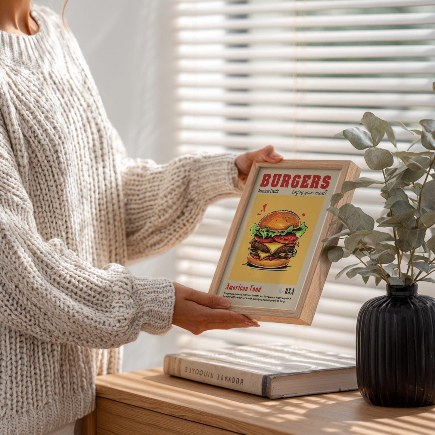 American Burgers Poster: USA Food Kitchen Print