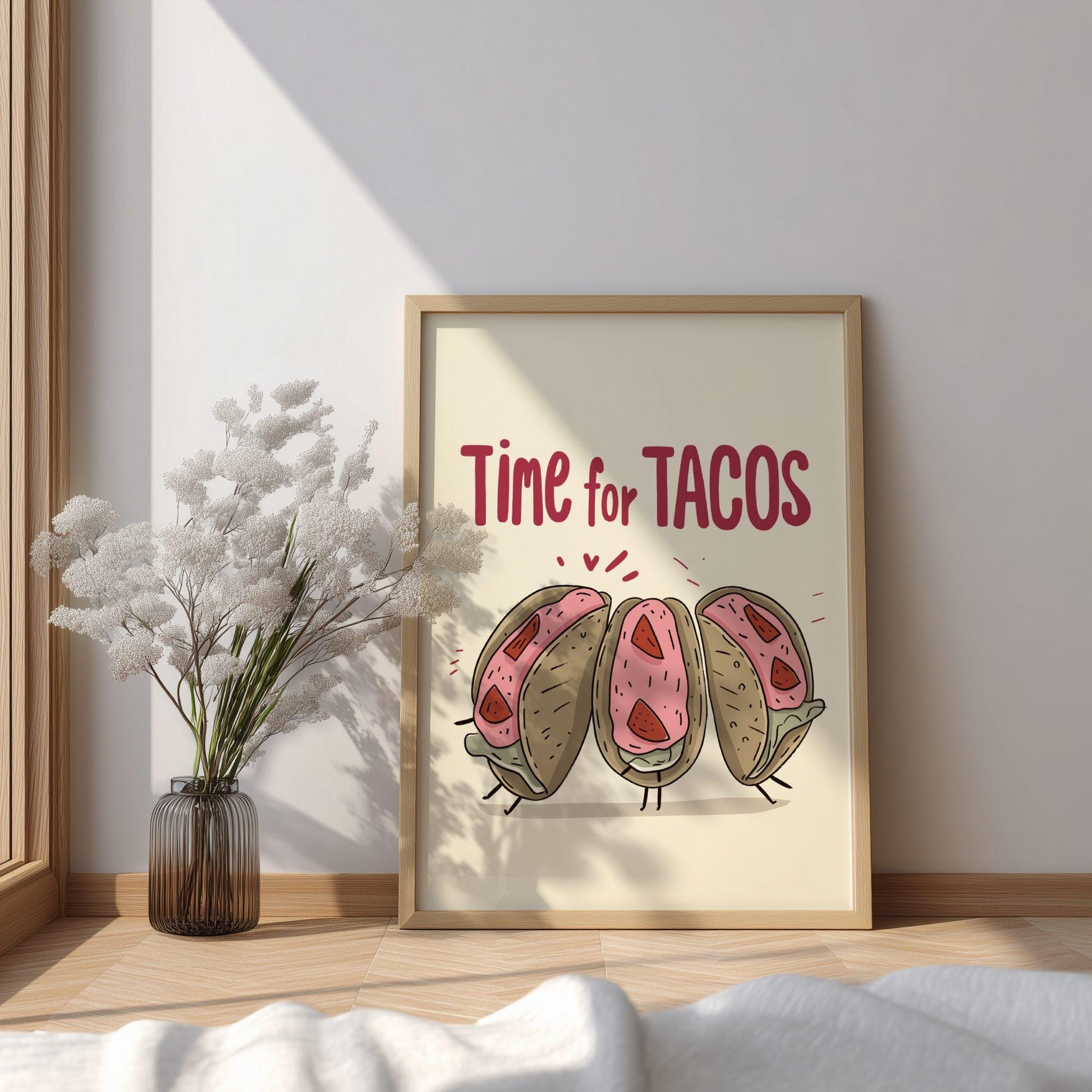 Time for Tacos Food Poster: Mexican Food Kitchen Print
