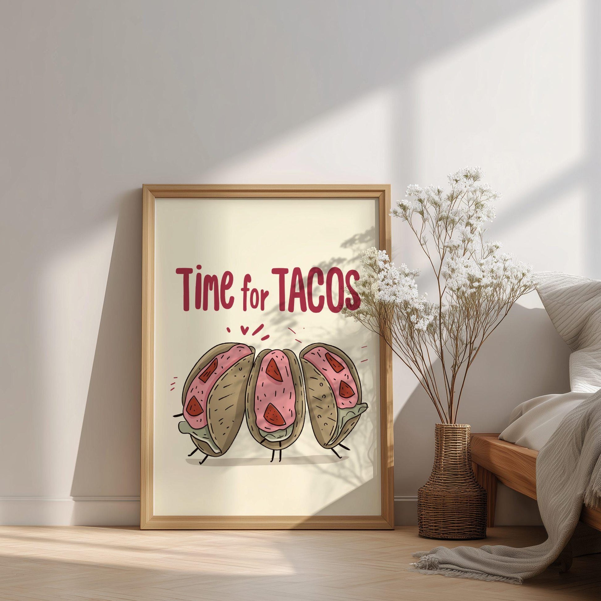 Time for Tacos Food Poster: Mexican Food Kitchen Print