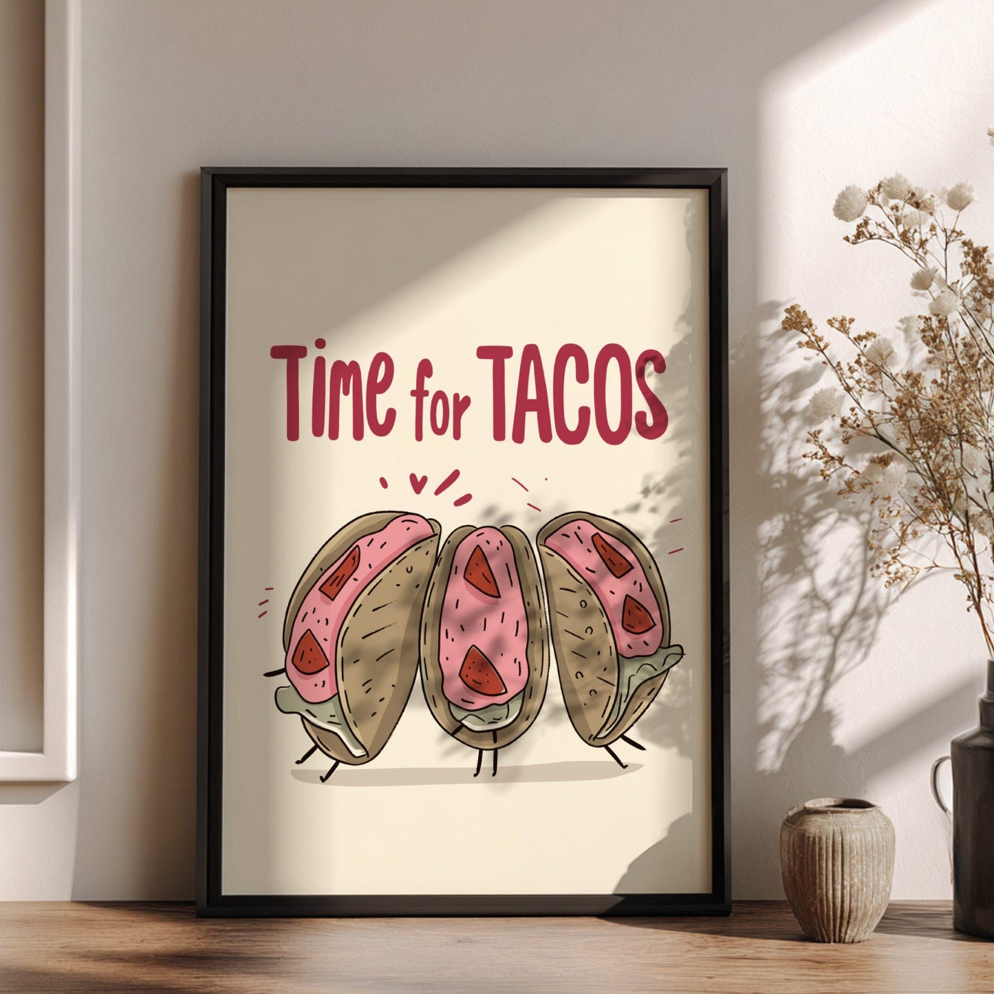 Time for Tacos Food Poster: Mexican Food Kitchen Print