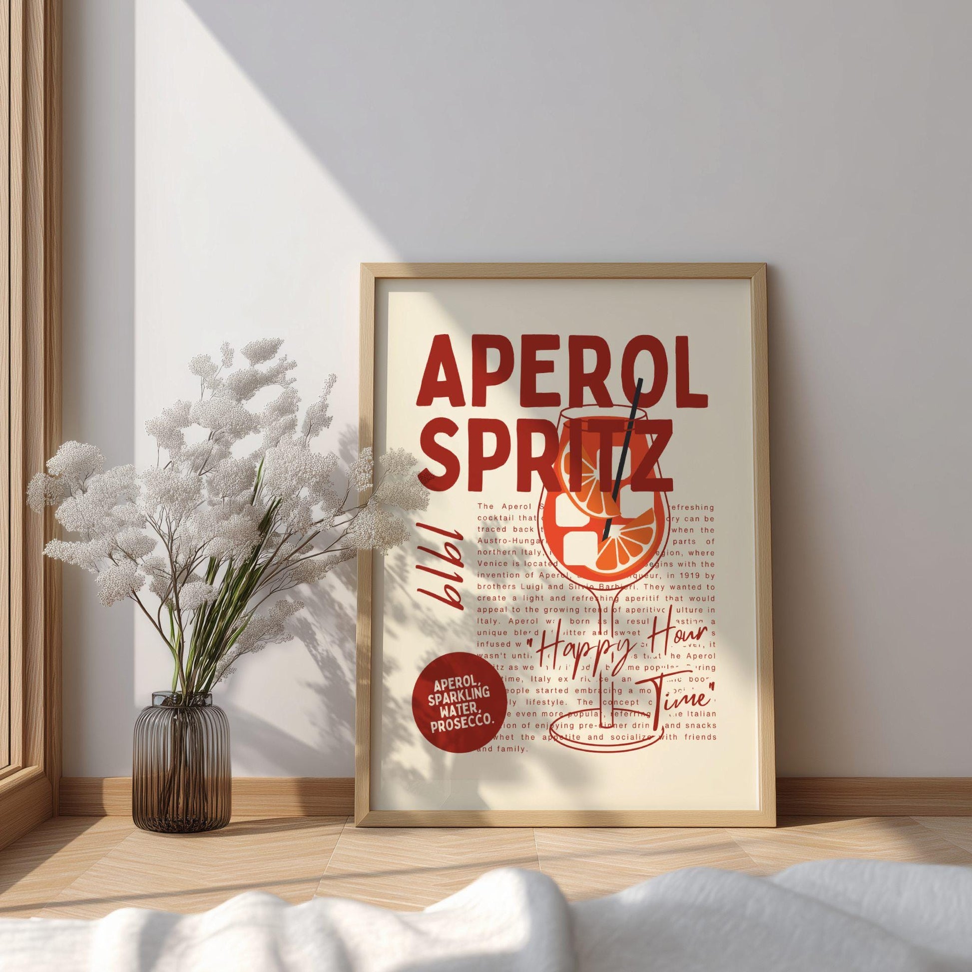 Aperol Spritz Drink Poster – Italian Cocktail Wall Art Print