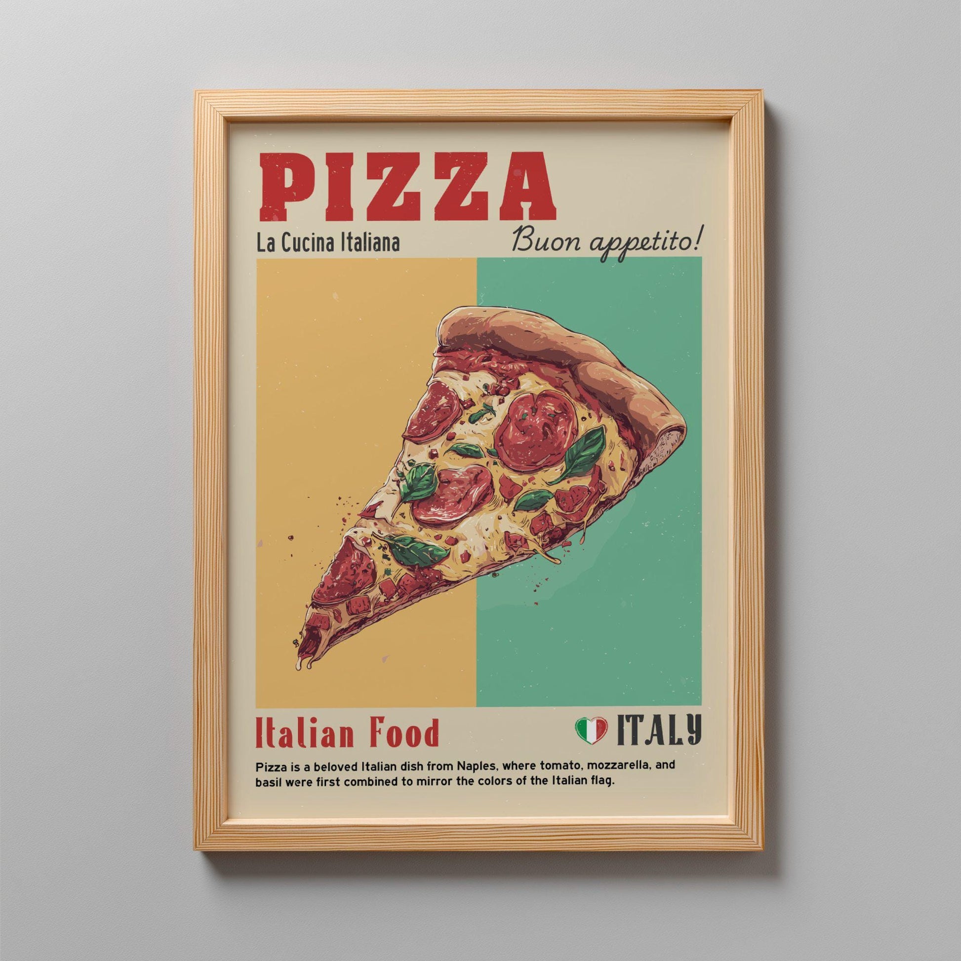 Pizza Food Poster: Italian Food Kitchen Print