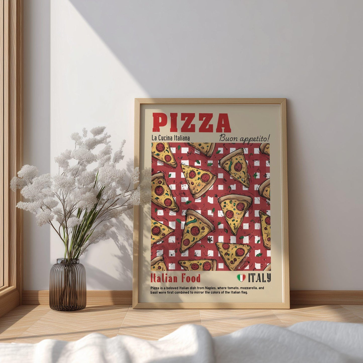 Pizza Slice Food Poster: Italian Food Kitchen Print
