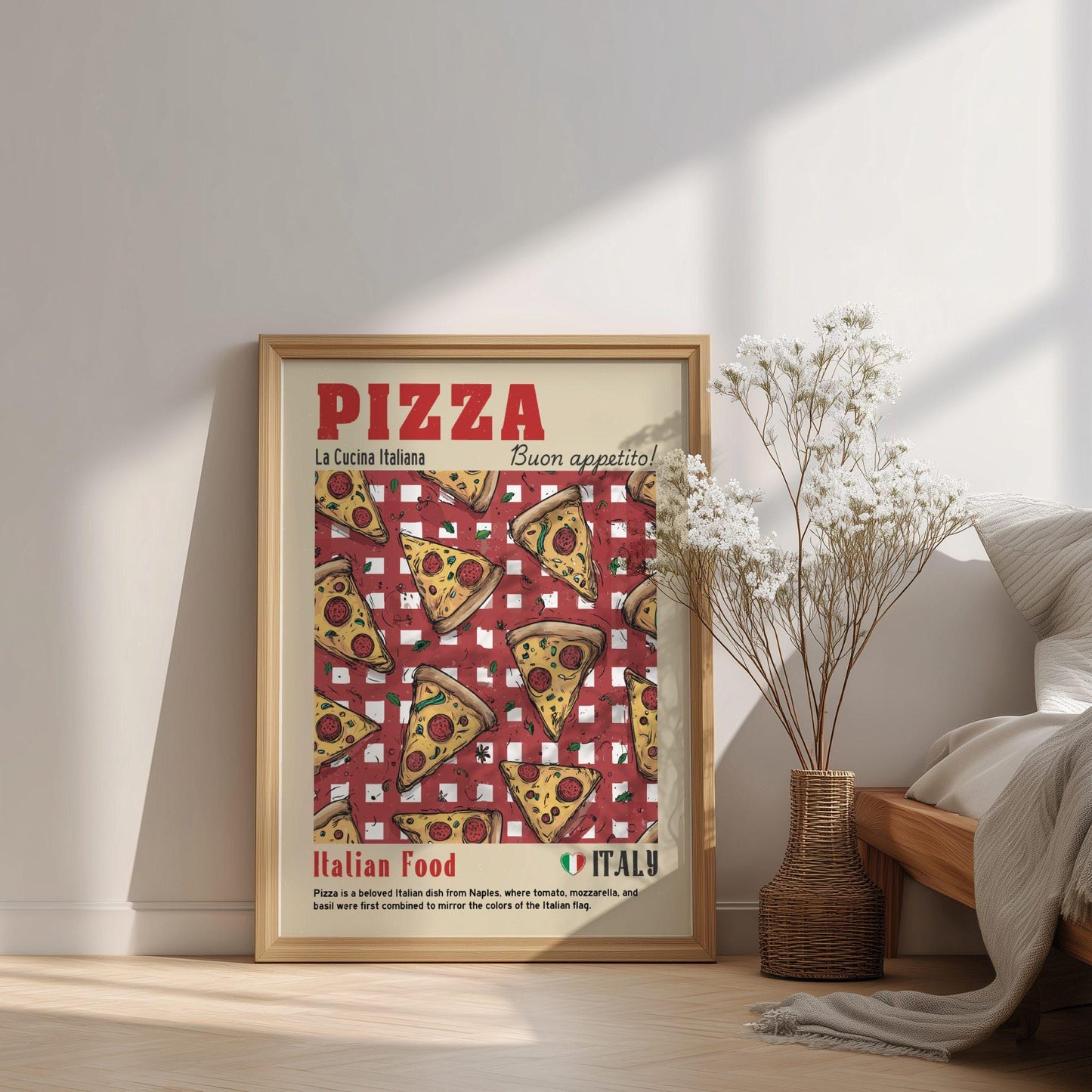 Pizza Slice Food Poster: Italian Food Kitchen Print