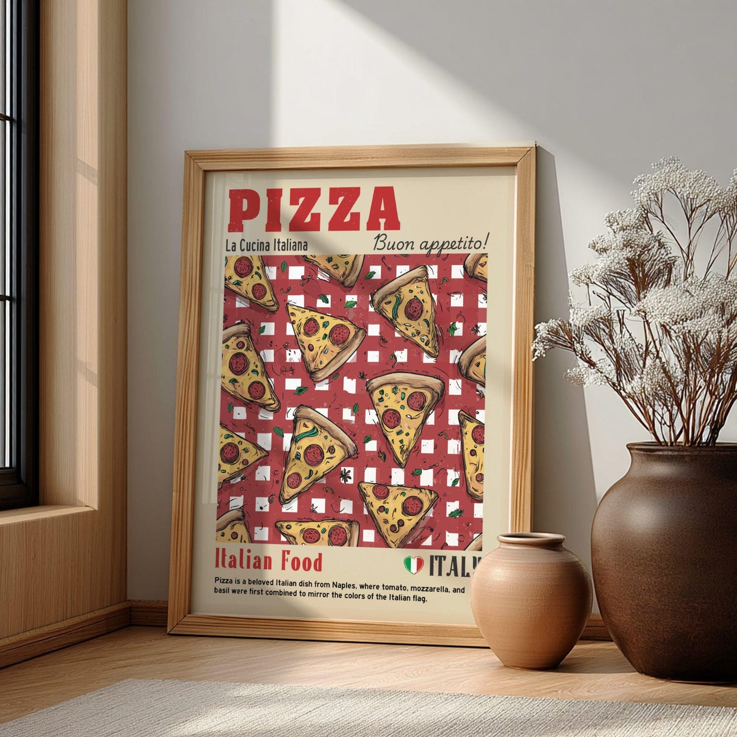 Pizza Slice Food Poster: Italian Food Kitchen Print