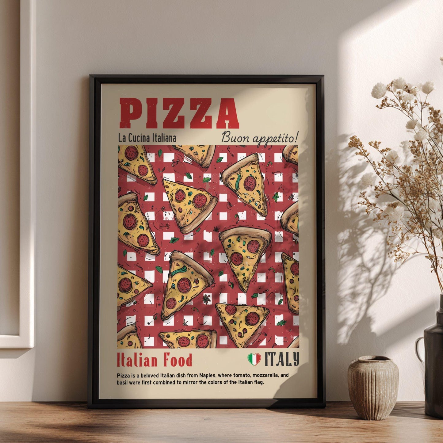 Pizza Slice Food Poster: Italian Food Kitchen Print